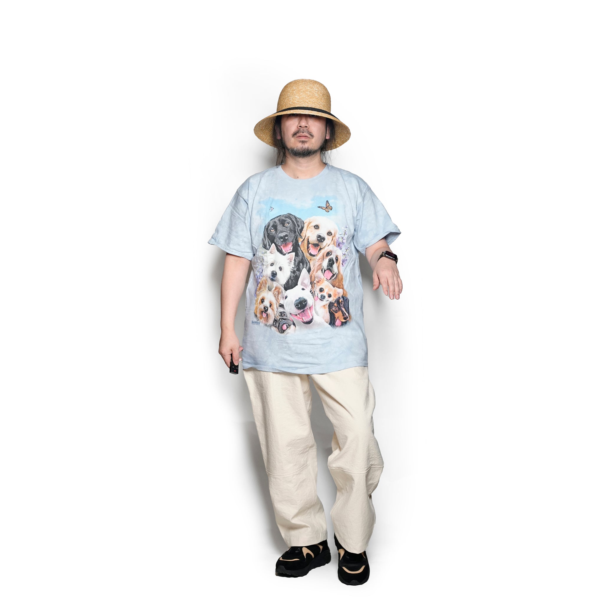 Tie-Dye Kitten Selfie Pet TEE  | Color:Cat Green | 104988【THE MOUNTAIN】【LIQUID BLUE】【ネコポス選択可能】