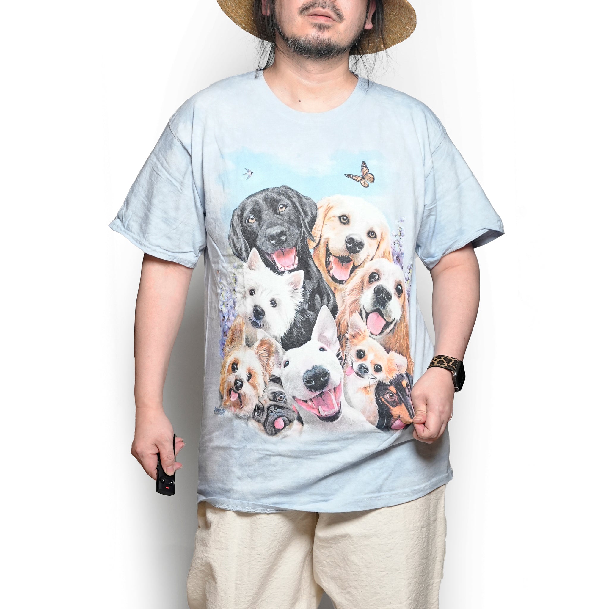 Tie-Dye Dog Selfie Pet  TEE  | Color:Dog Blue | 1049840381【THE MOUNTAIN】【archive】【LIQUID BLUE】【archive】【ネコポス選択可能】【archive】