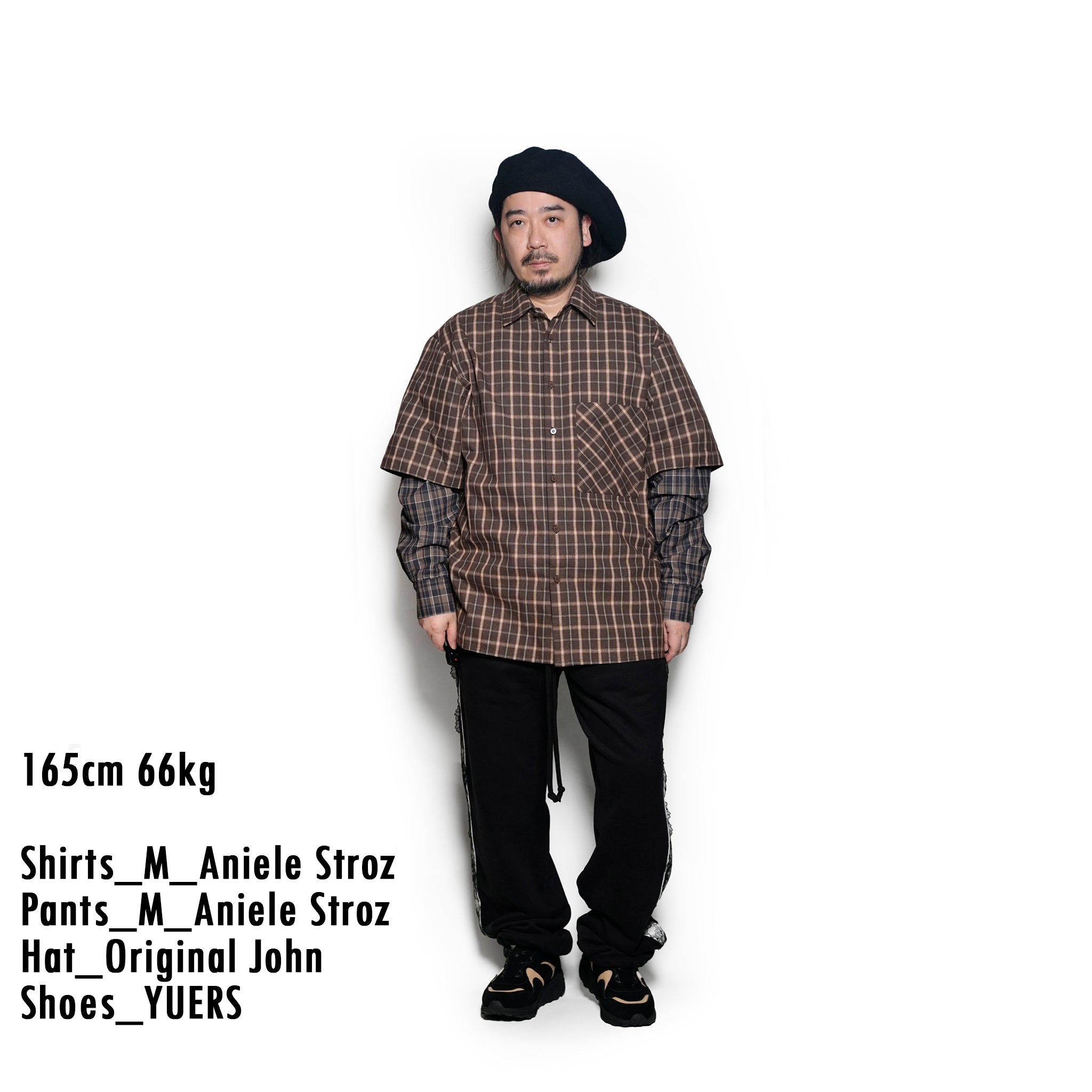 Confiant shirt | Color:Check【ANIELE STROZ】 | FW24ST01