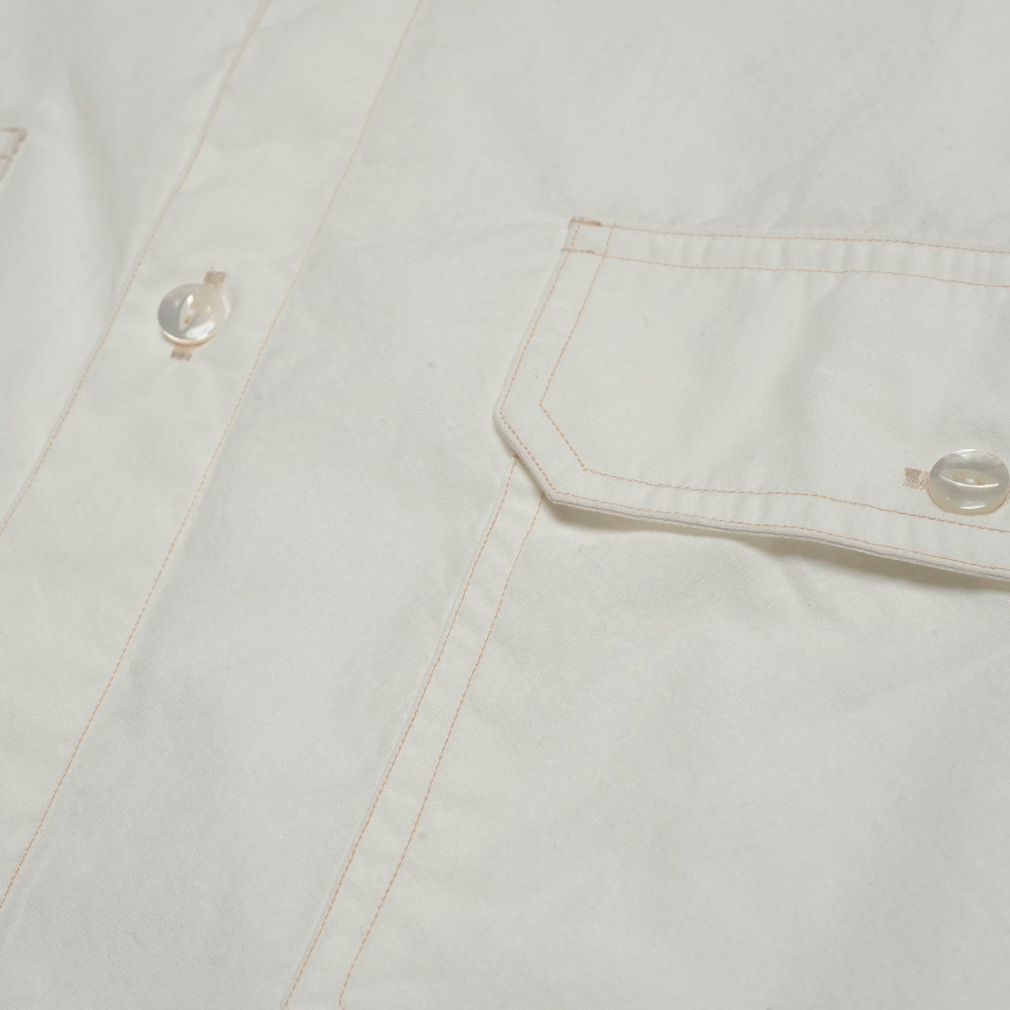 WP-02_White | W POCKET SHIRT-NATURAL WASHER | Color:White【CATTA SHIRTS_カッタ シャツ】
