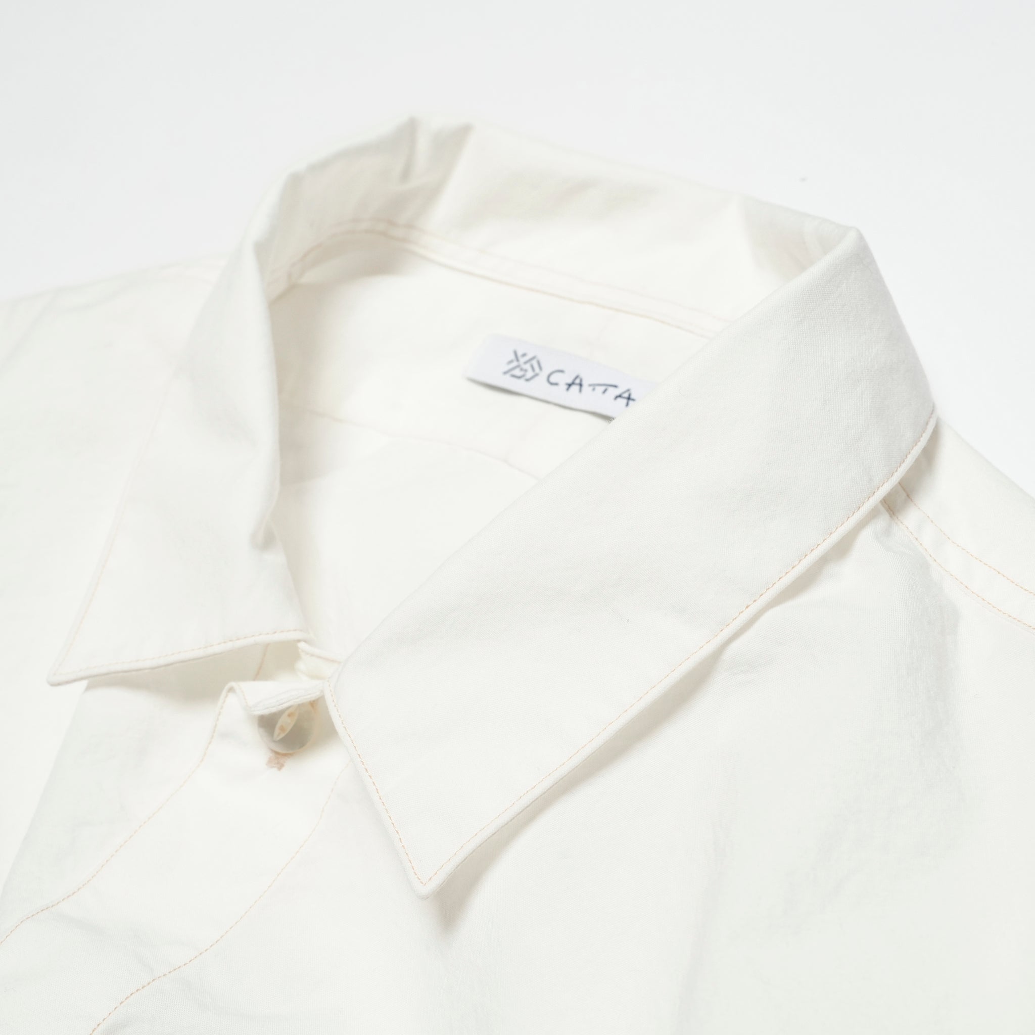 WP-02_White | W POCKET SHIRT-NATURAL WASHER | Color:White【CATTA SHIRTS_カッタ シャツ】