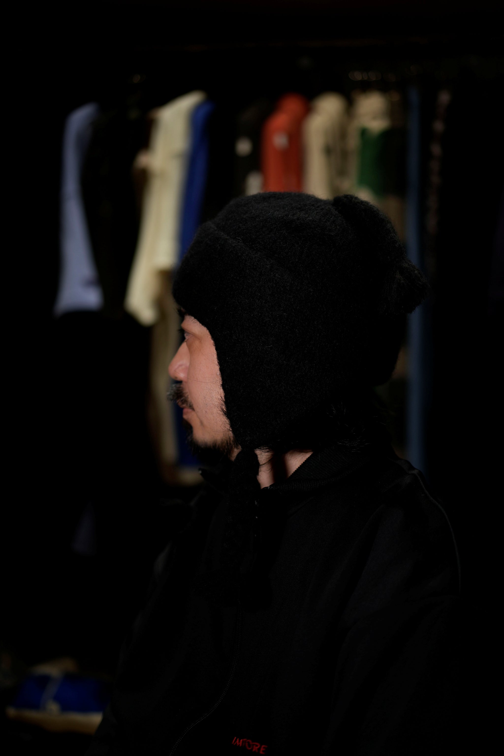 PRC05-01_Black | Alpaca ShaggyChullio Hat | Color:Black【MONITALY_モニタリー】【archive】