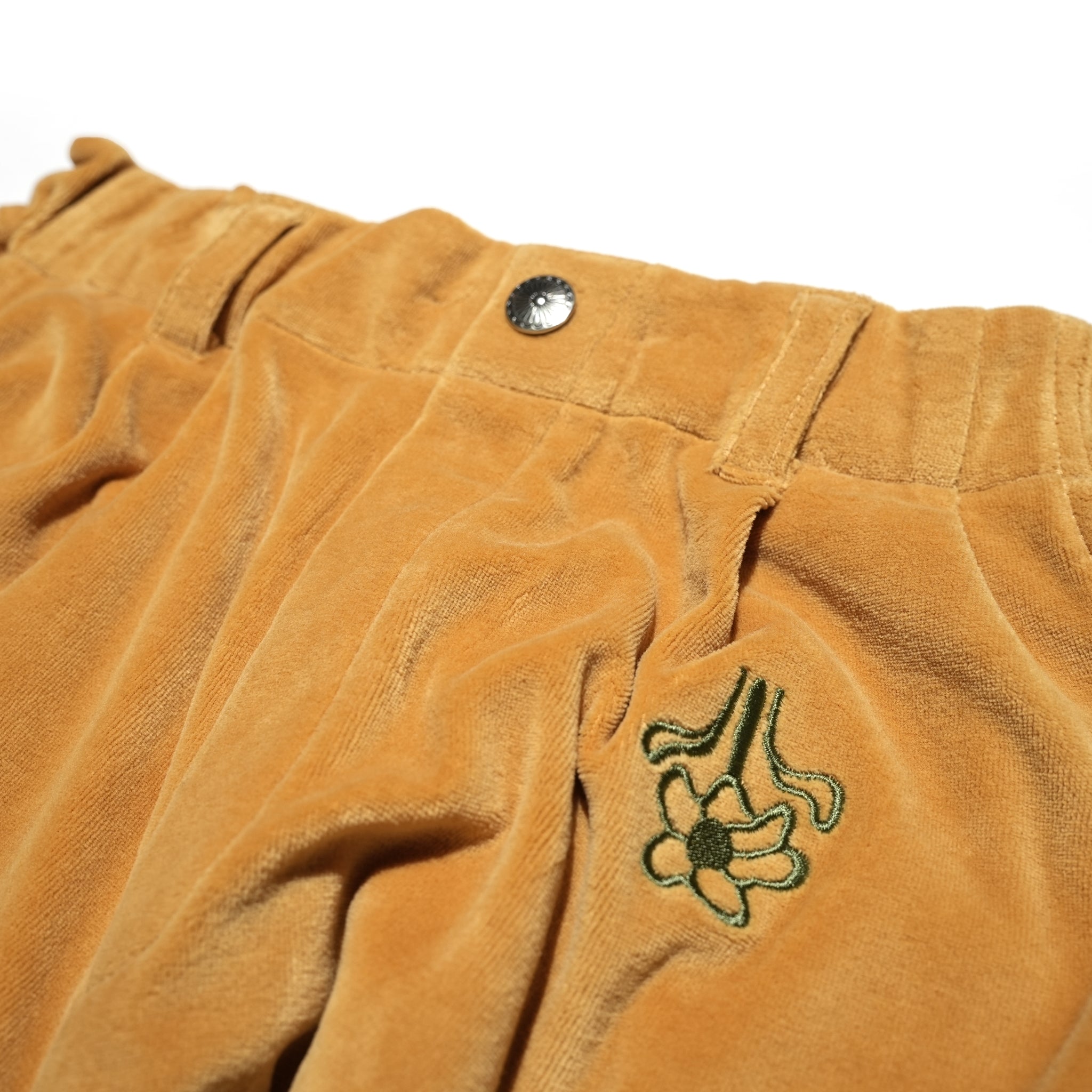 Velor Pile Tapered Pants – Marigold / Wakaba / Black | AMBERGLEAM