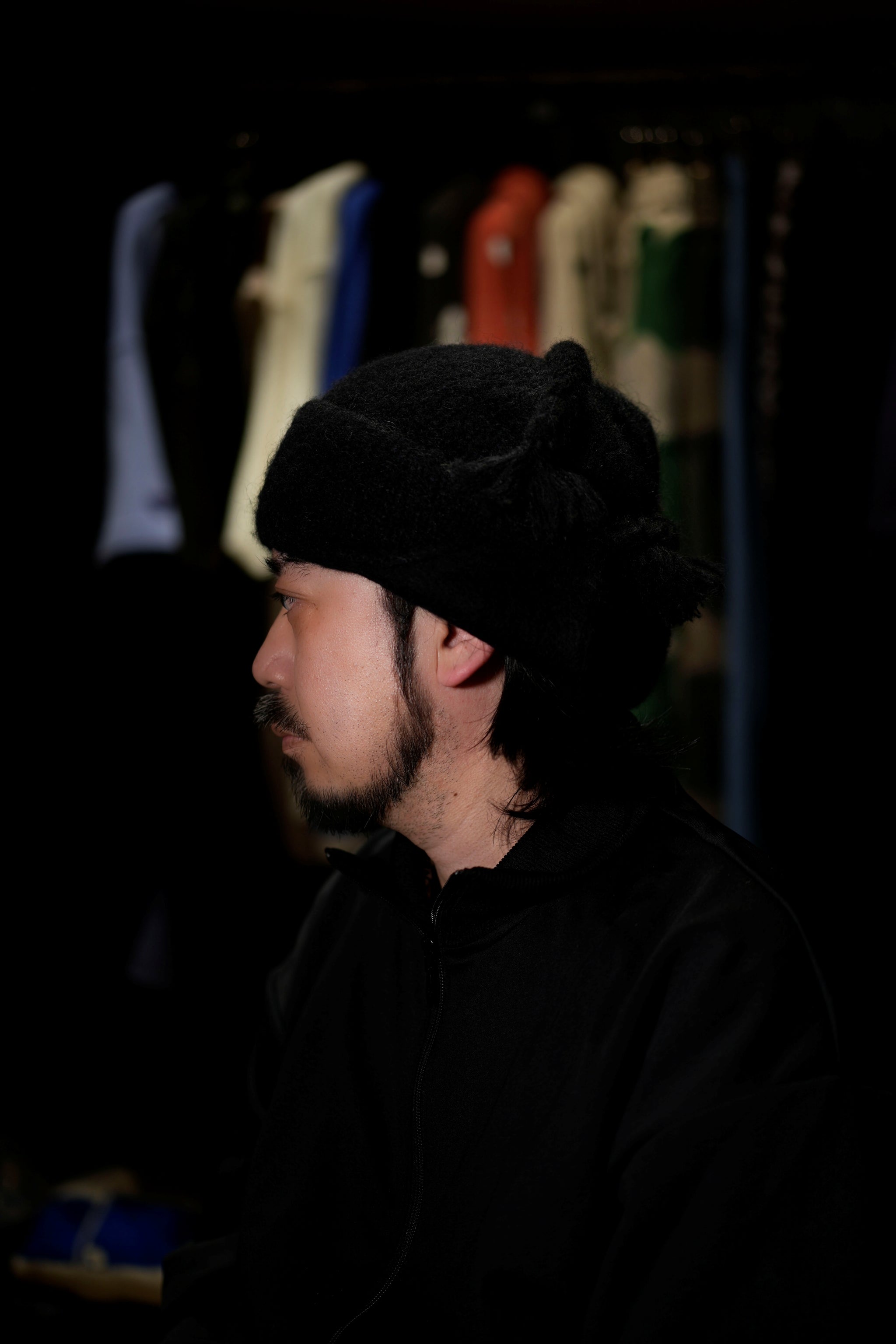 PRC05-01_Black | Alpaca ShaggyChullio Hat | Color:Black【MONITALY_モニタリー】【archive】