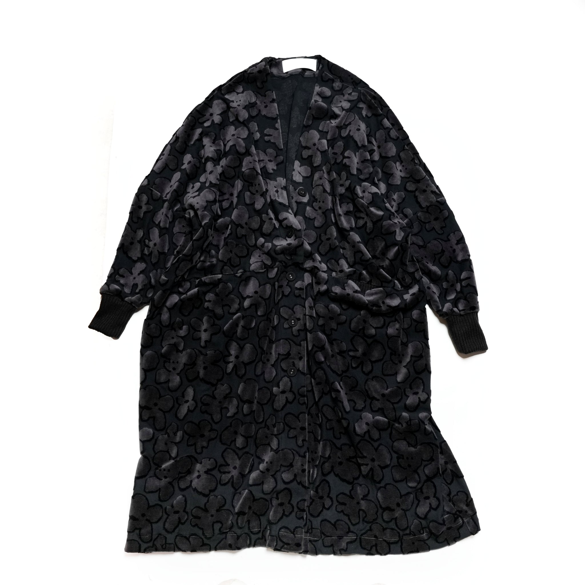 BSD24AW-15_VELOR BK | Flowers JQ Cardigan | Color:Velor Bk【BEDSIDEDRAMA_ベッドサイドドラマ】【archive】