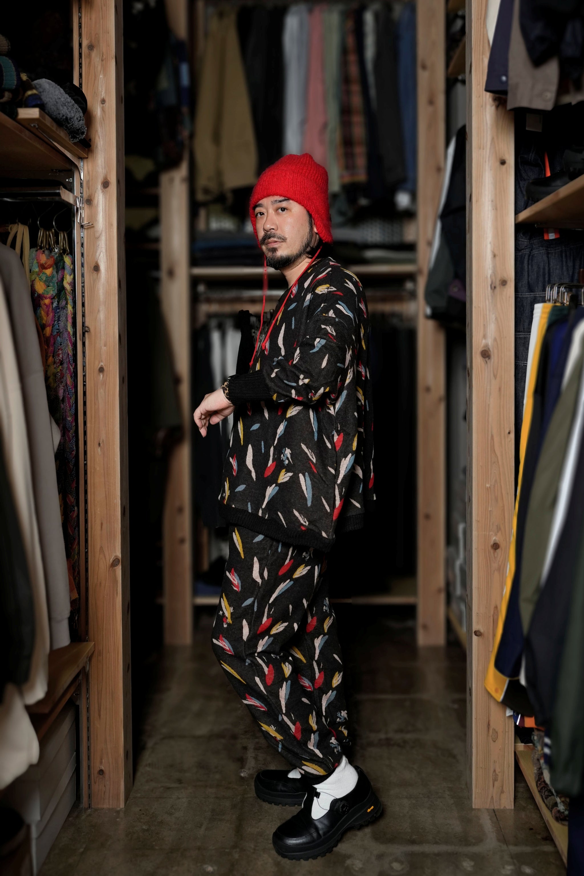 BSD24AW-17_COLOR BK | Flowers JQ Pants | Color:Color Bk【BEDSIDEDRAMA_ベッドサイドドラマ】【archive】