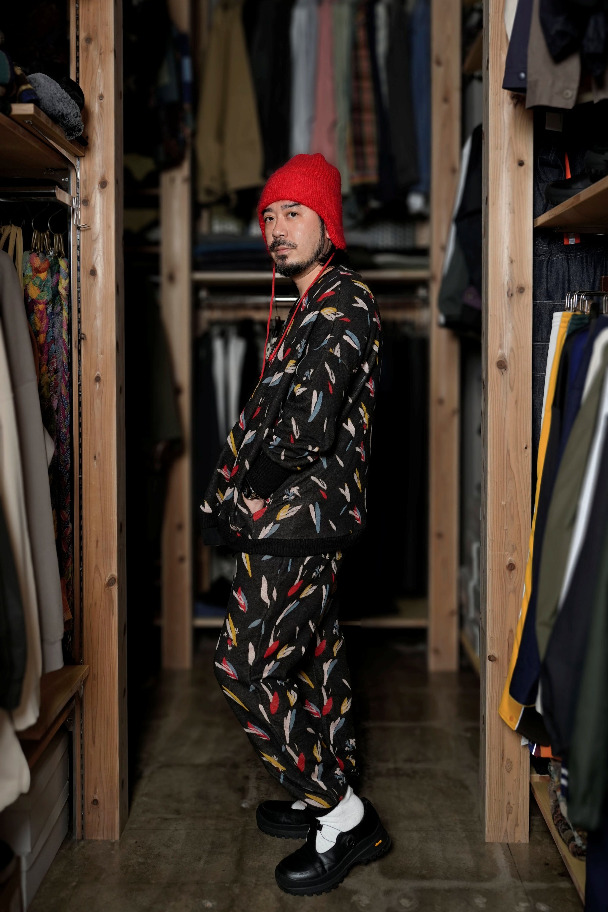 BSD24AW-17_COLOR BK | Flowers JQ Pants | Color:Color Bk【BEDSIDEDRAMA_ベッドサイドドラマ】【archive】