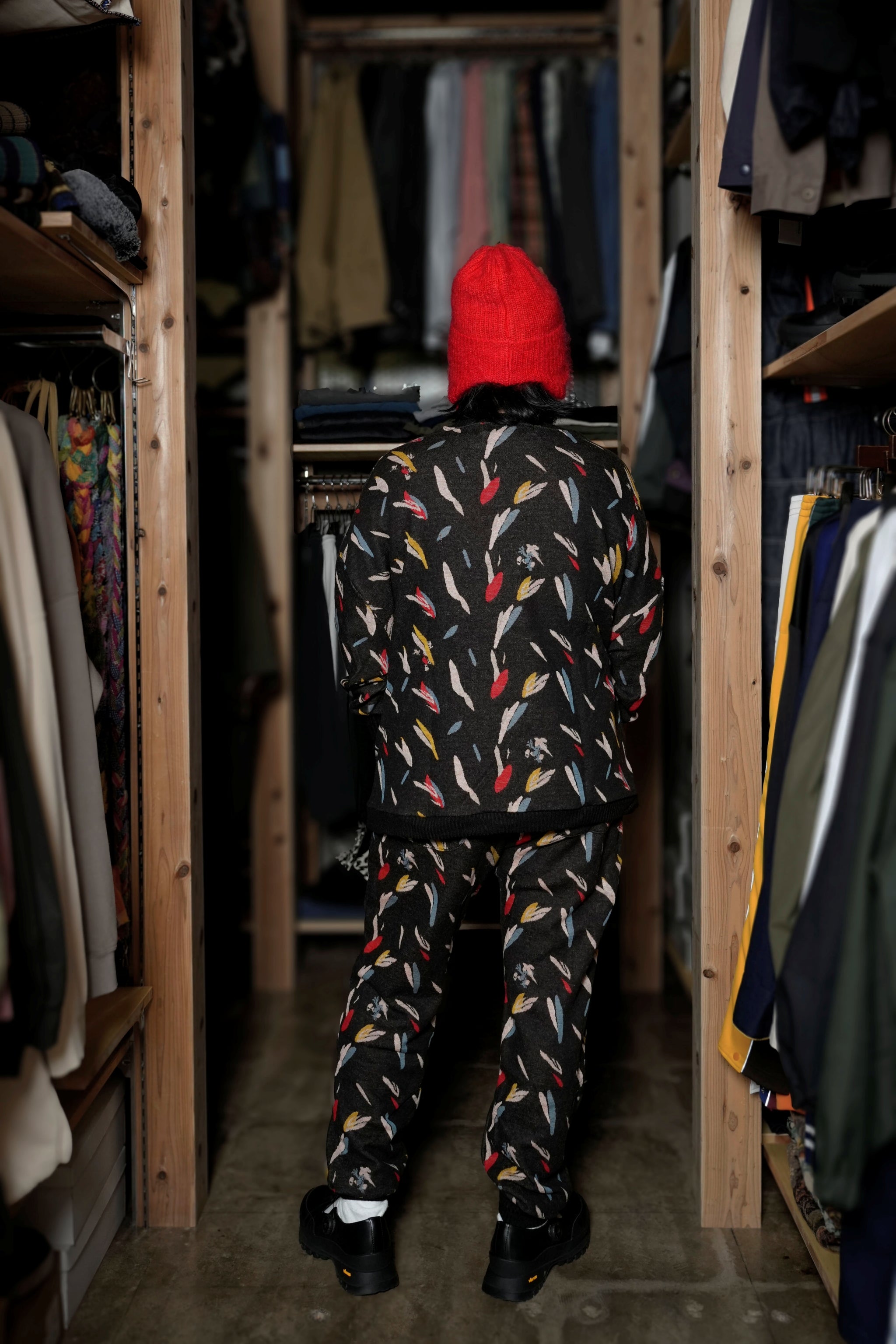 BSD24AW-17_COLOR BK | Flowers JQ Pants | Color:Color Bk【BEDSIDEDRAMA_ベッドサイドドラマ】【archive】