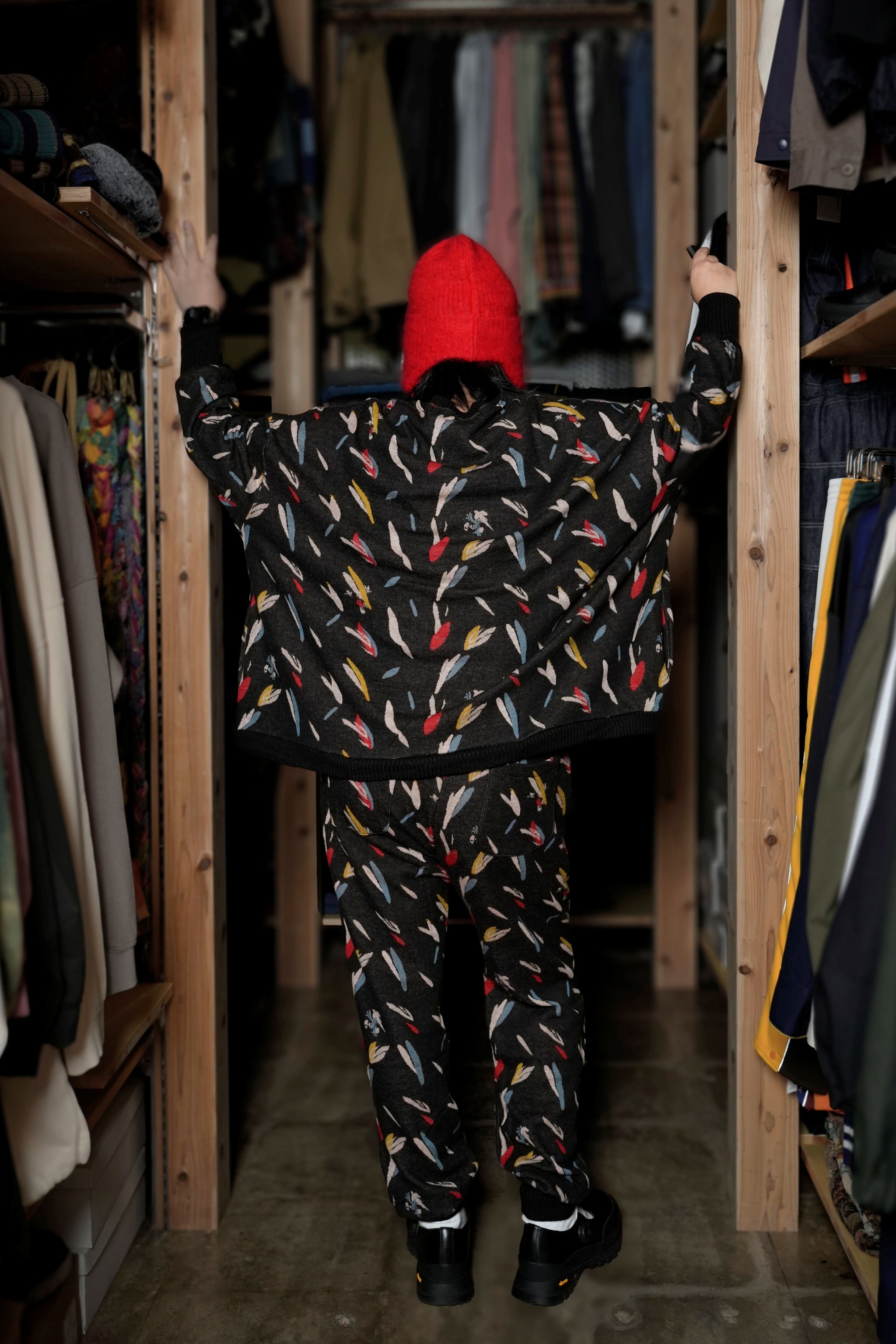 BSD24AW-17_COLOR BK | Flowers JQ Pants | Color:Color Bk【BEDSIDEDRAMA_ベッドサイドドラマ】【archive】