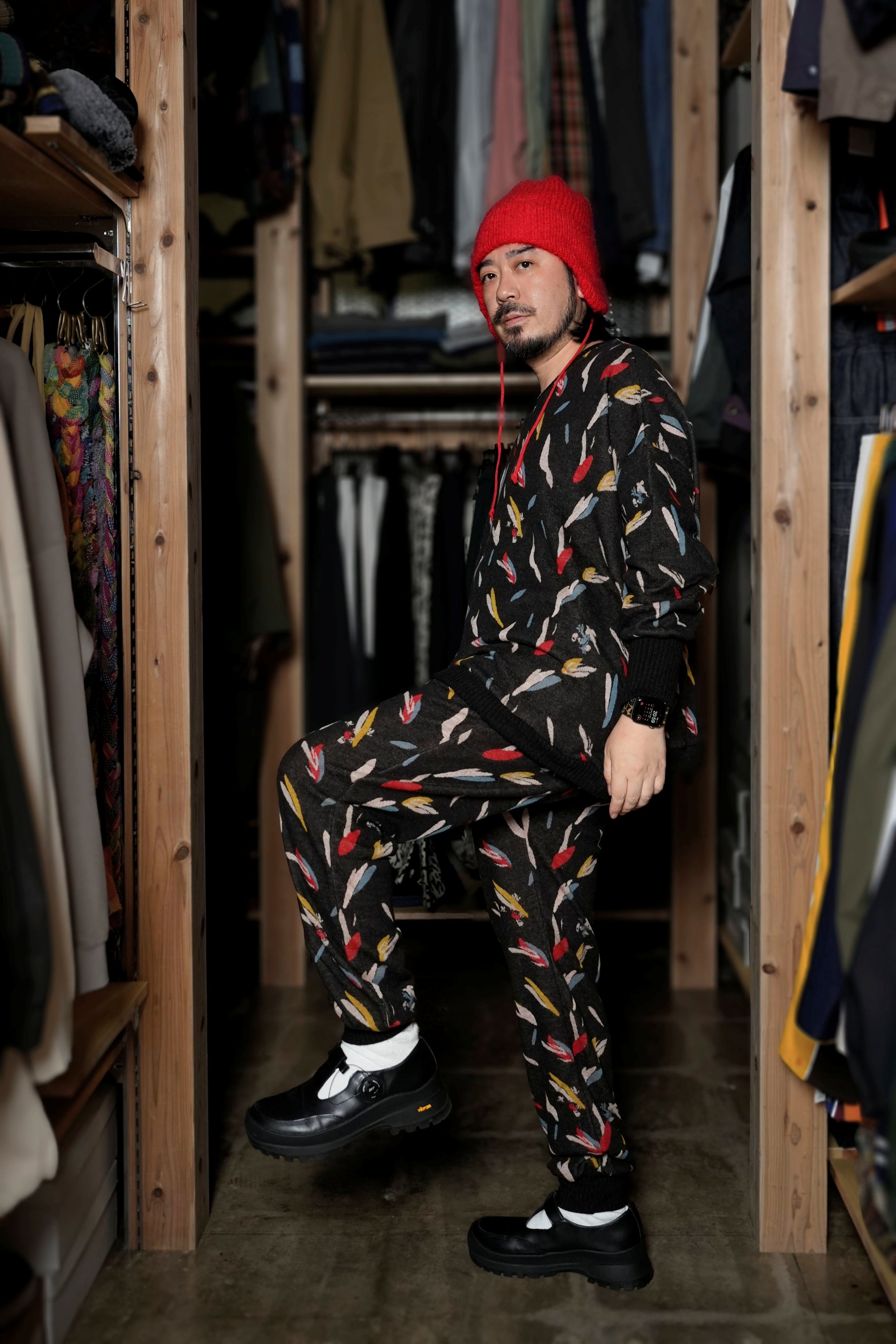 BSD24AW-17_COLOR BK | Flowers JQ Pants | Color:Color Bk【BEDSIDEDRAMA_ベッドサイドドラマ】【archive】