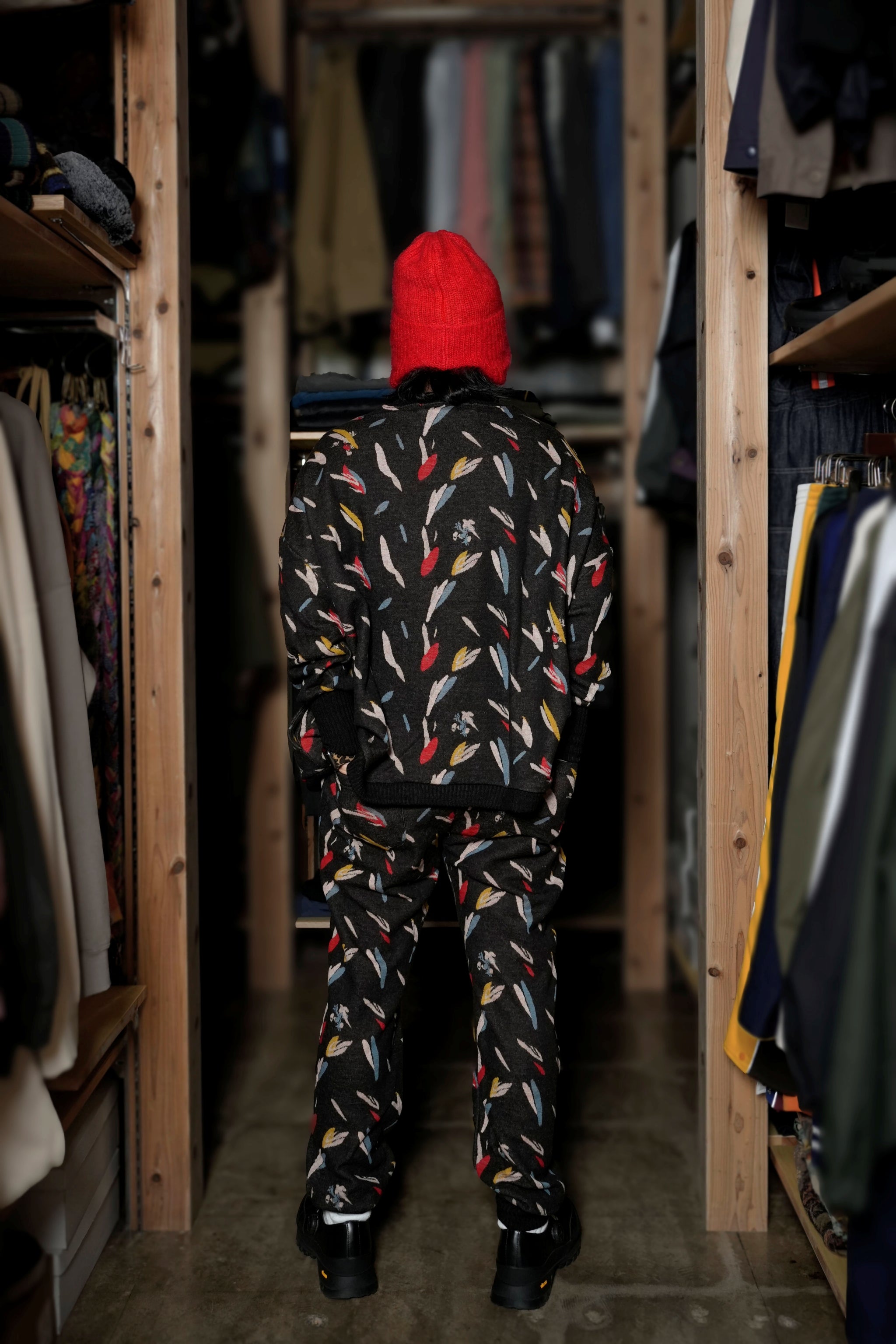 BSD24AW-17_COLOR BK | Flowers JQ Pants | Color:Color Bk【BEDSIDEDRAMA_ベッドサイドドラマ】【archive】