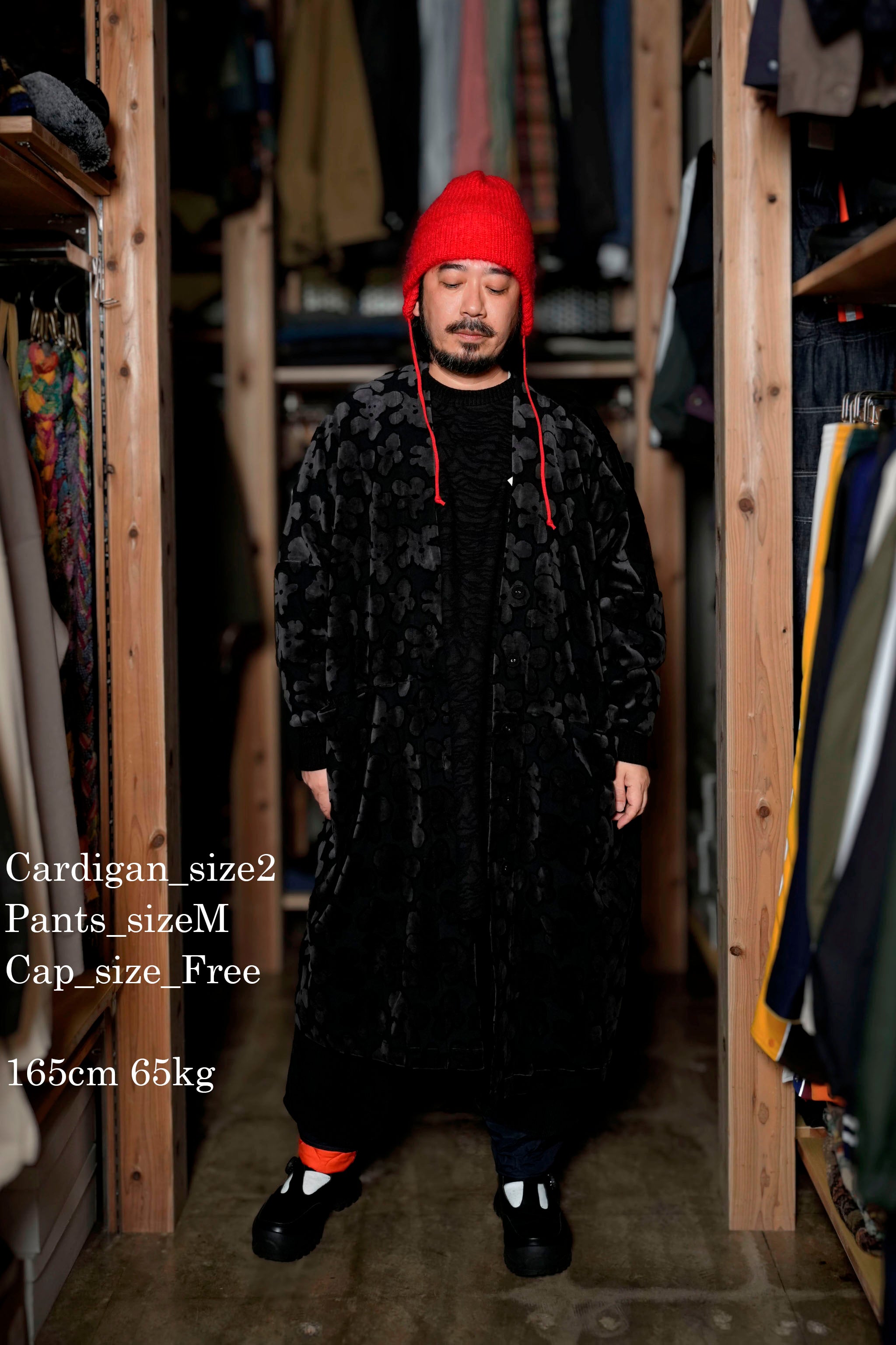 BSD24AW-15_VELOR BK | Flowers JQ Cardigan | Color:Velor Bk【BEDSIDEDRAMA_ベッドサイドドラマ】【archive】