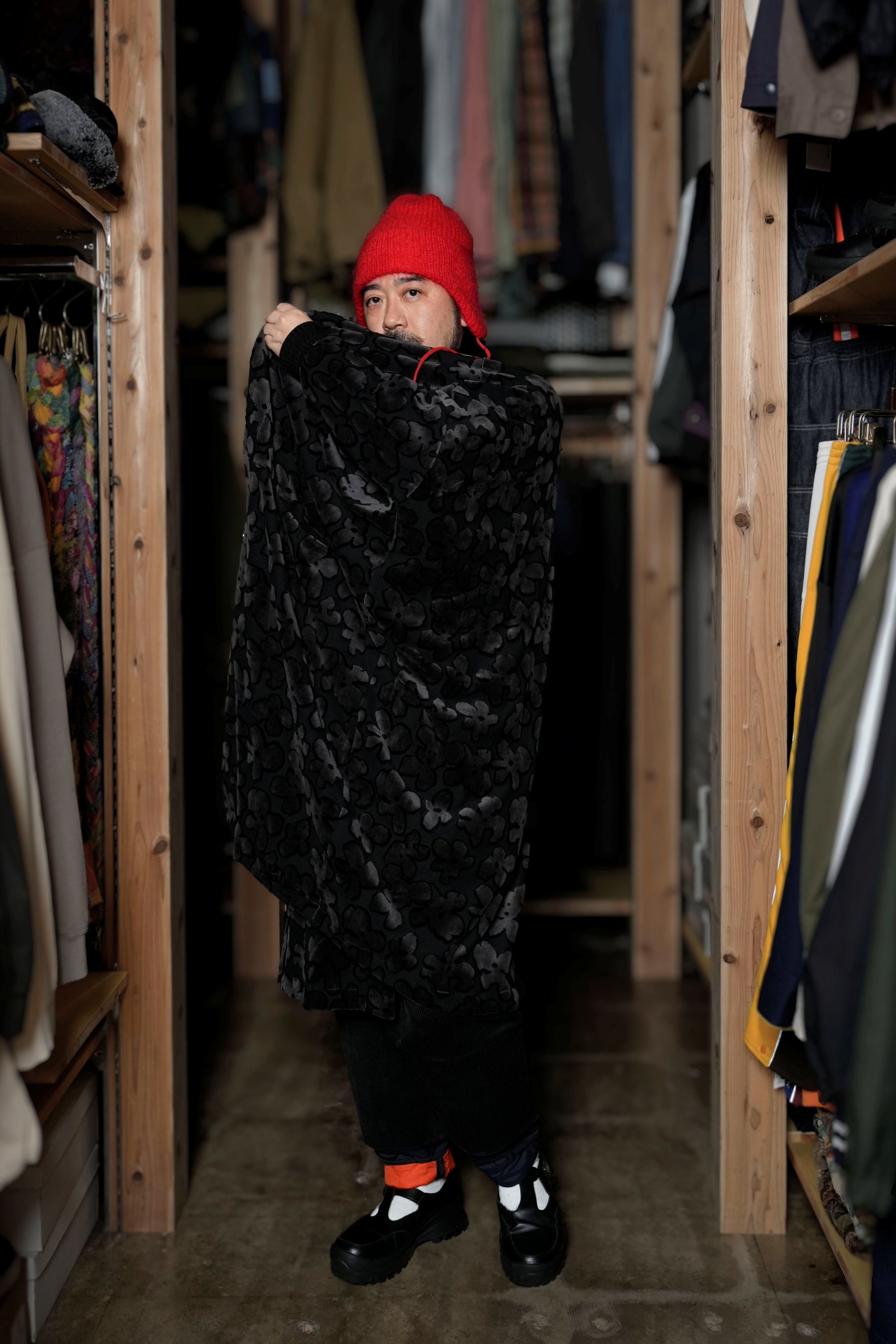 BSD24AW-15_VELOR BK | Flowers JQ Cardigan | Color:Velor Bk【BEDSIDEDRAMA_ベッドサイドドラマ】【archive】