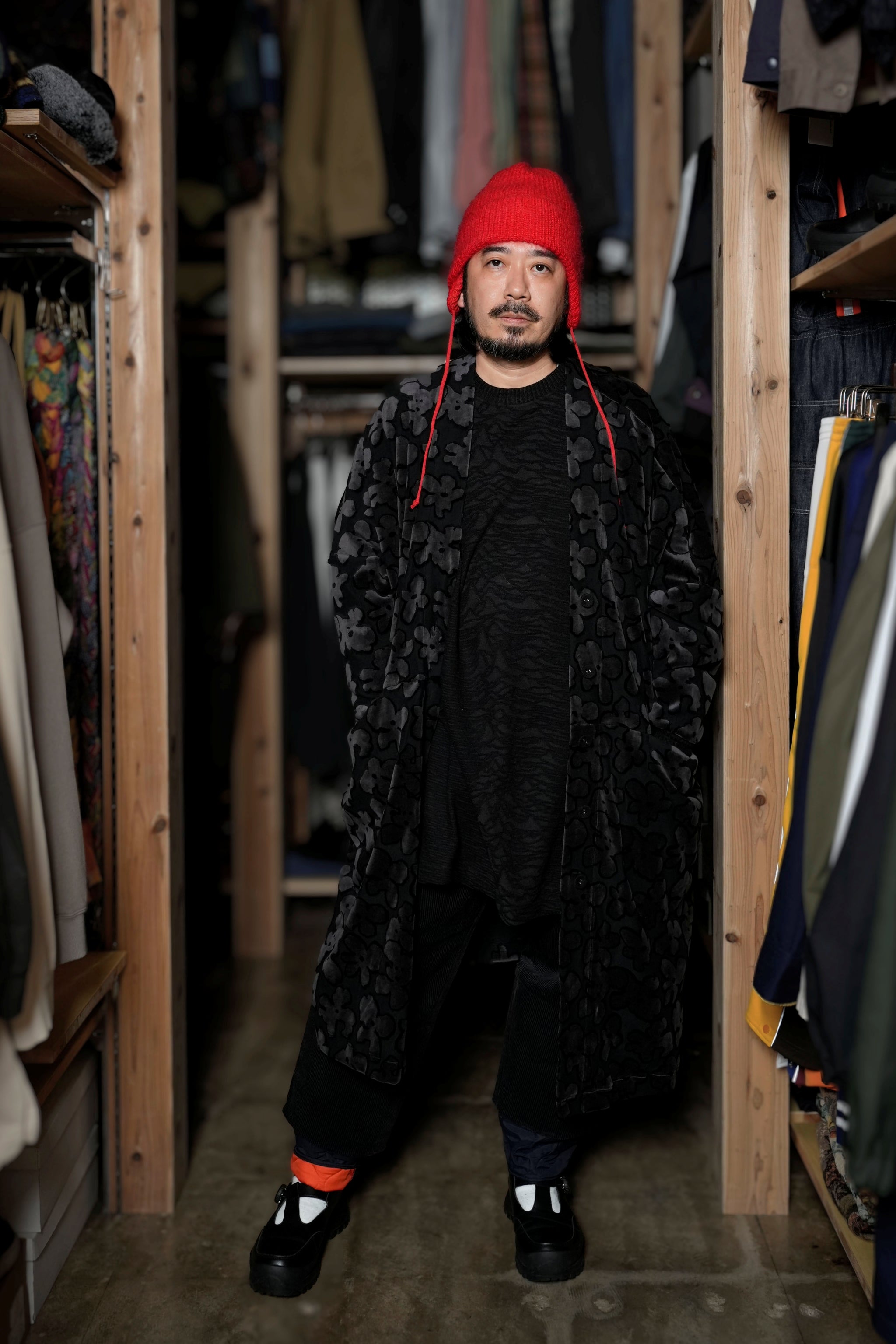 BSD24AW-15_VELOR BK | Flowers JQ Cardigan | Color:Velor Bk【BEDSIDEDRAMA_ベッドサイドドラマ】【archive】