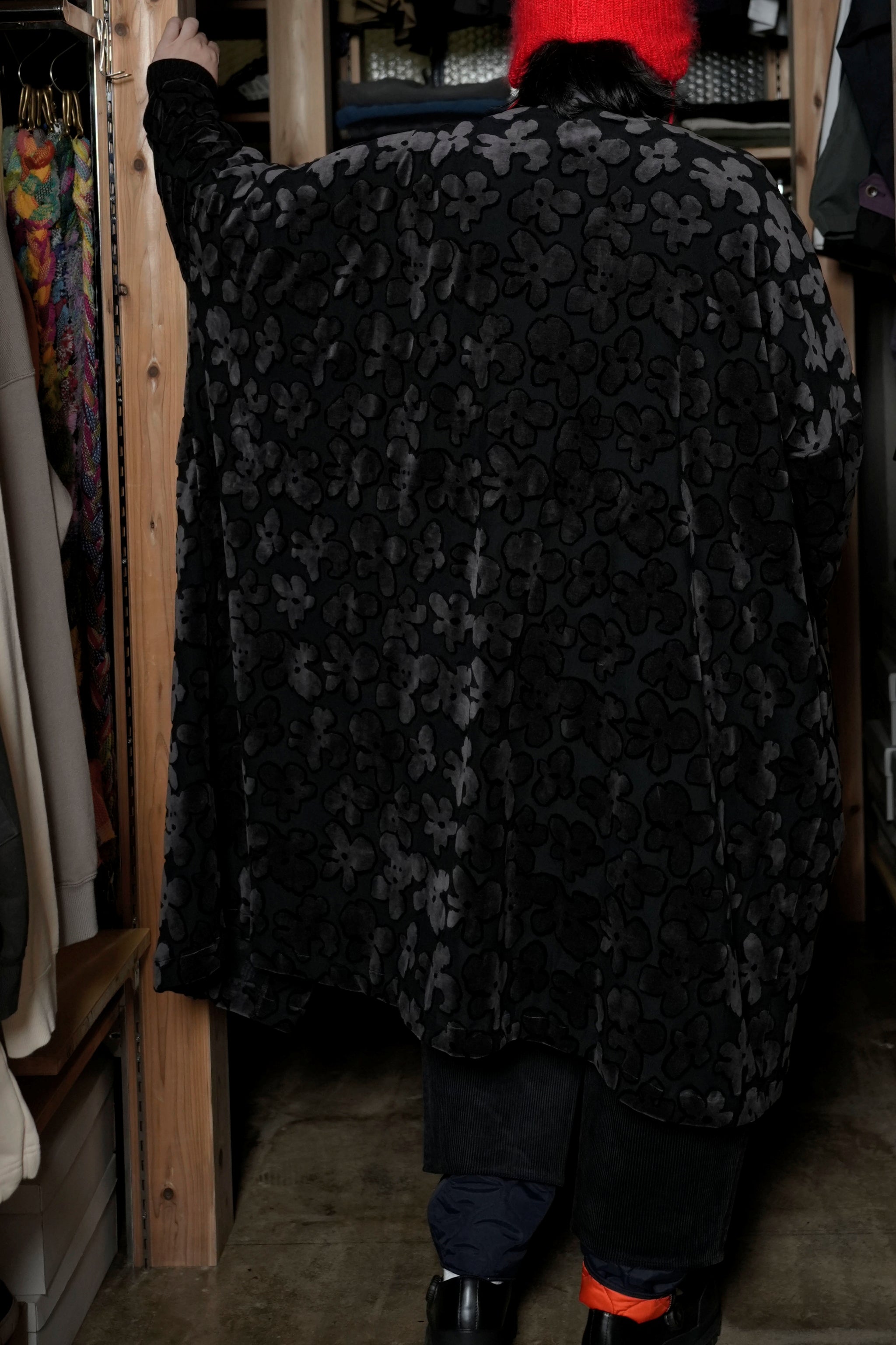 BSD24AW-15_VELOR BK | Flowers JQ Cardigan | Color:Velor Bk【BEDSIDEDRAMA_ベッドサイドドラマ】【archive】