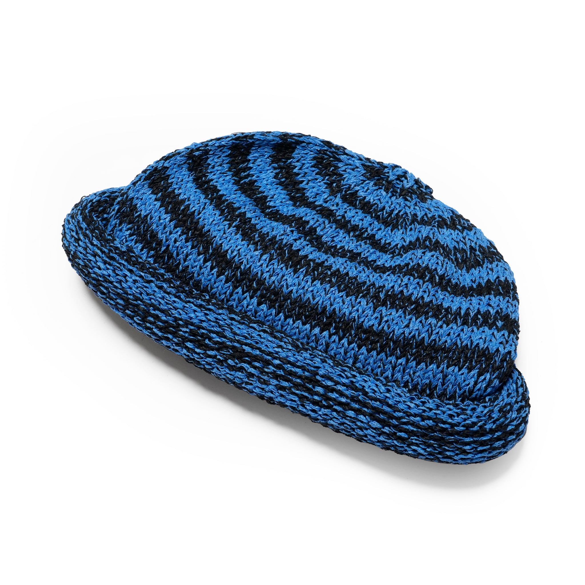 IA-25-113_Black×Blue | Border Roll Knit Cap | Color:Black×Blue【INDIETRO ASSOCIATION_インディエトロアソシエーション】【archive】