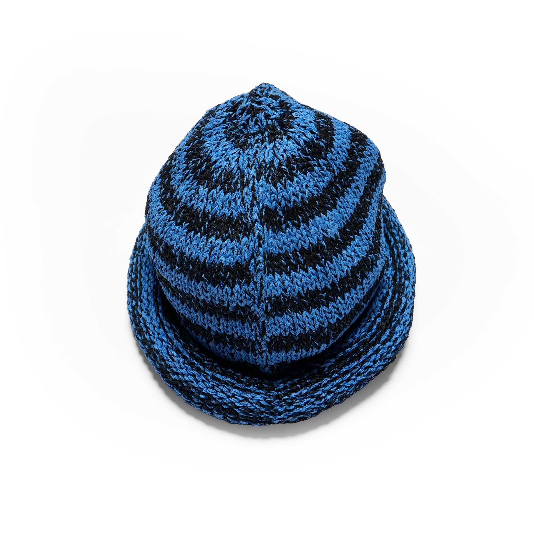 IA-25-113_Black×Blue | Border Roll Knit Cap | Color:Black×Blue【INDIETRO ASSOCIATION_インディエトロアソシエーション】【archive】