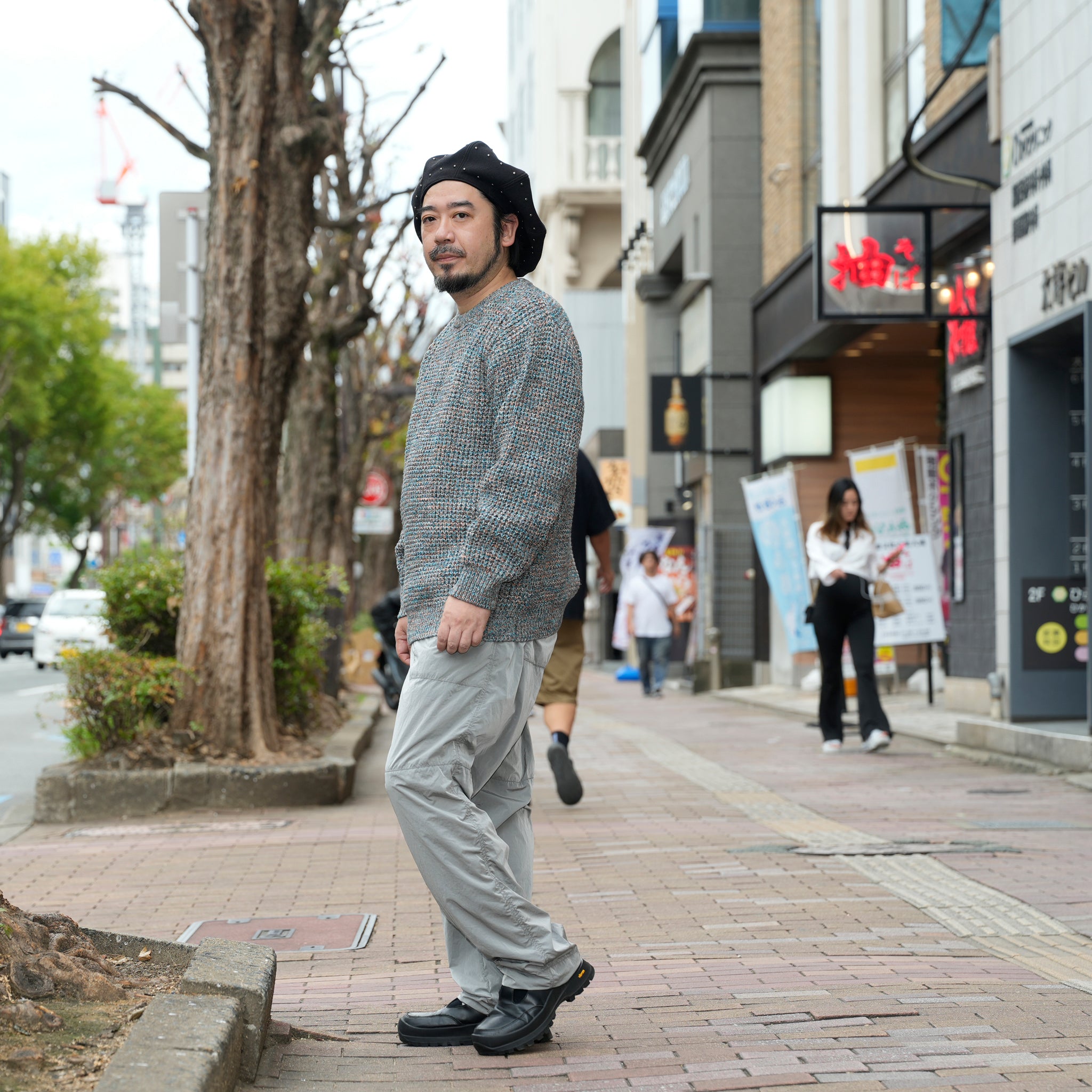 waffle mix crew sweater | Color_Orange | No_sn25f023_orange【SUNNY SPORTS_サニースポーツ】