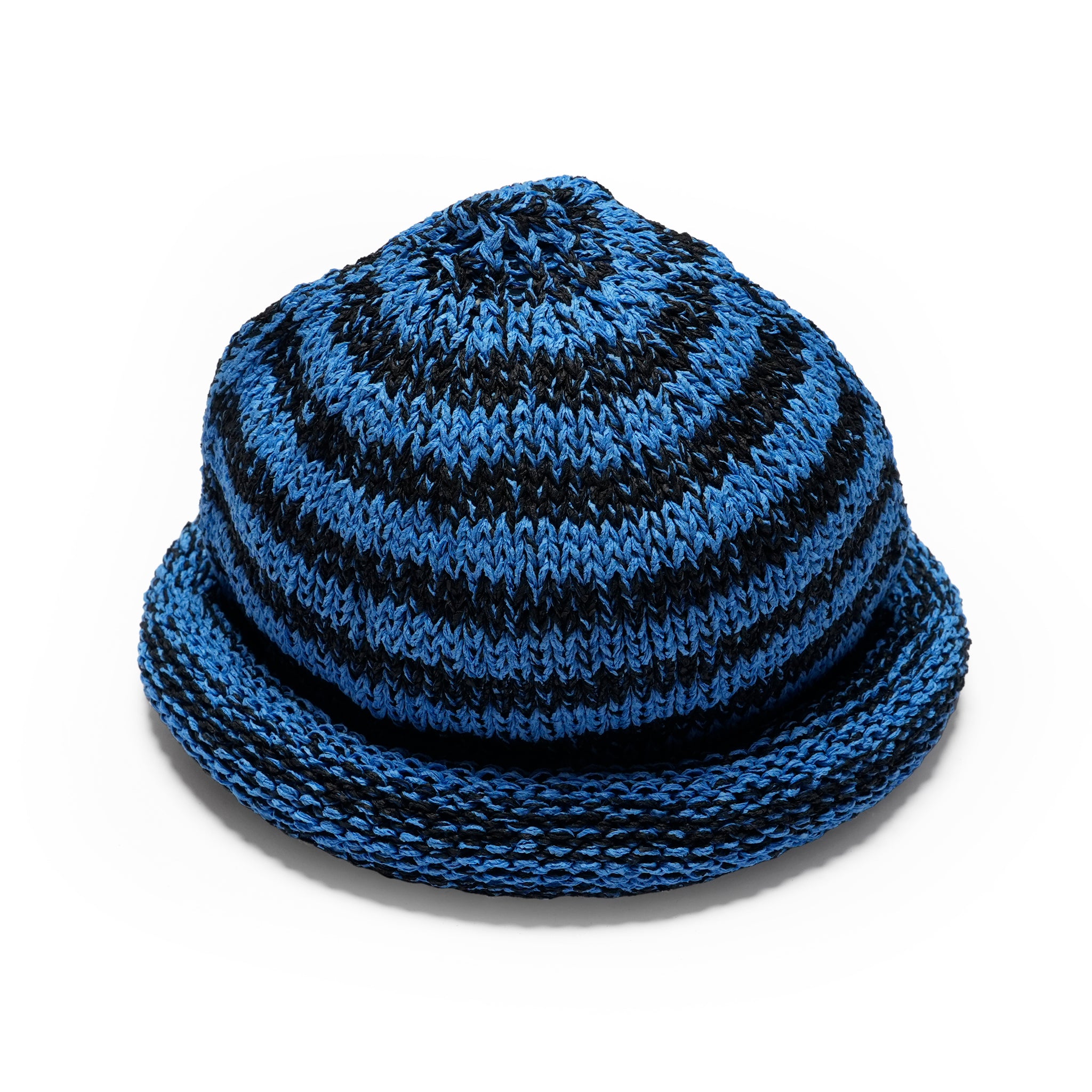 IA-25-113_Black×Blue | Border Roll Knit Cap | Color:Black×Blue【INDIETRO ASSOCIATION_インディエトロアソシエーション】【archive】