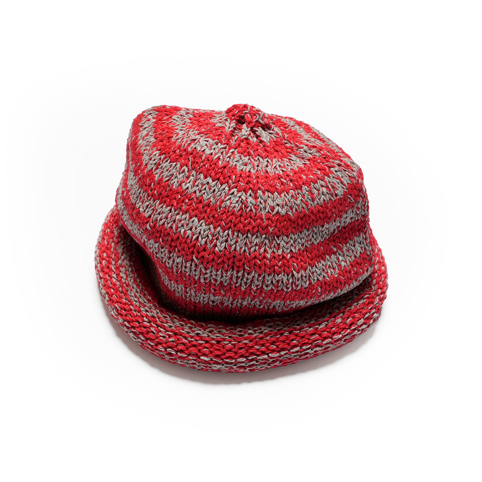 IA-25-113_Gray×Red | Border Roll Knit Cap | Color:Gray×Red【INDIETRO ASSOCIATION_インディエトロアソシエーション】【archive】