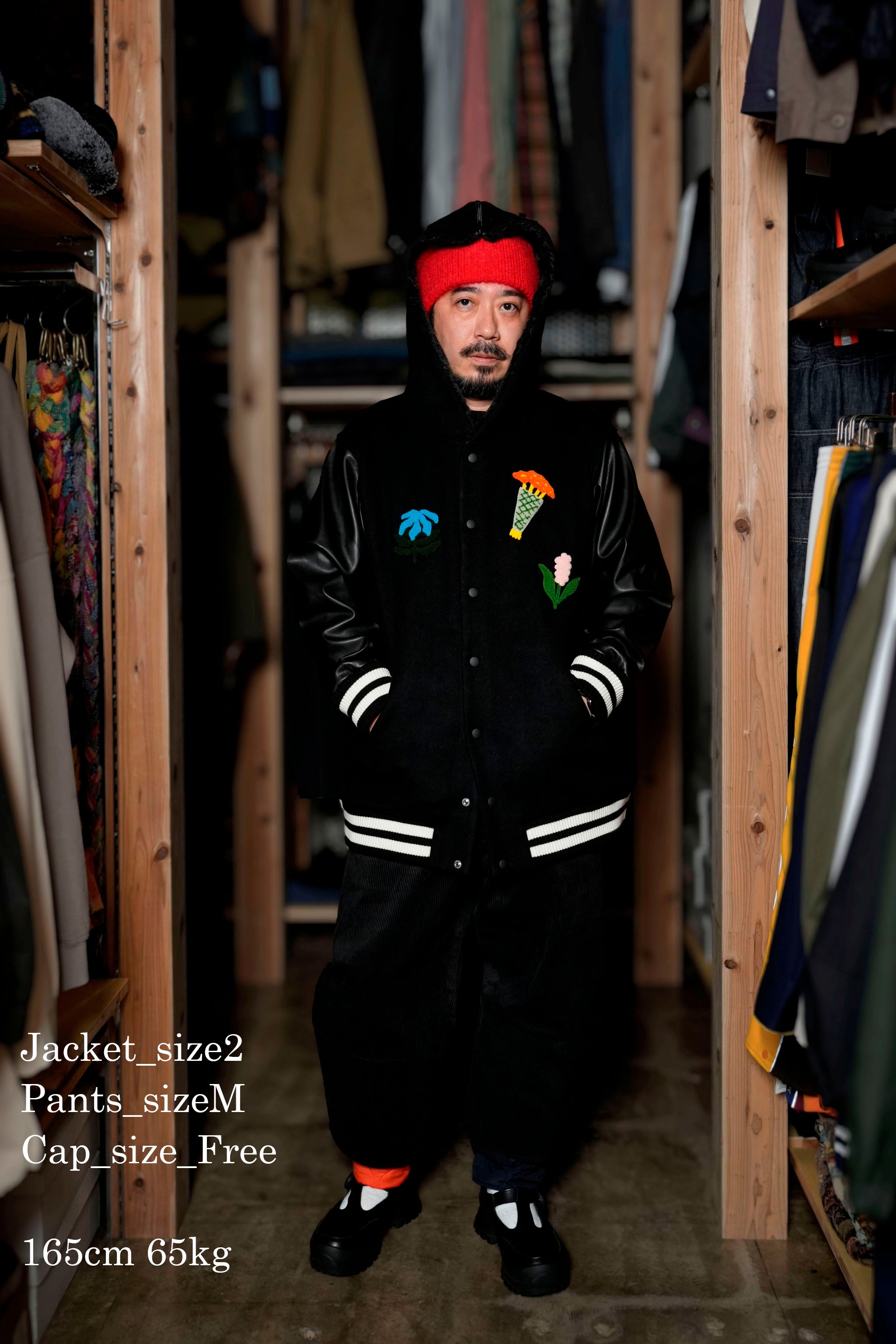 BSD24AW-05_BLACK | Flower Sailor Stadium Jacket | Color:Black【BEDSIDEDRAMA_ベッドサイドドラマ】