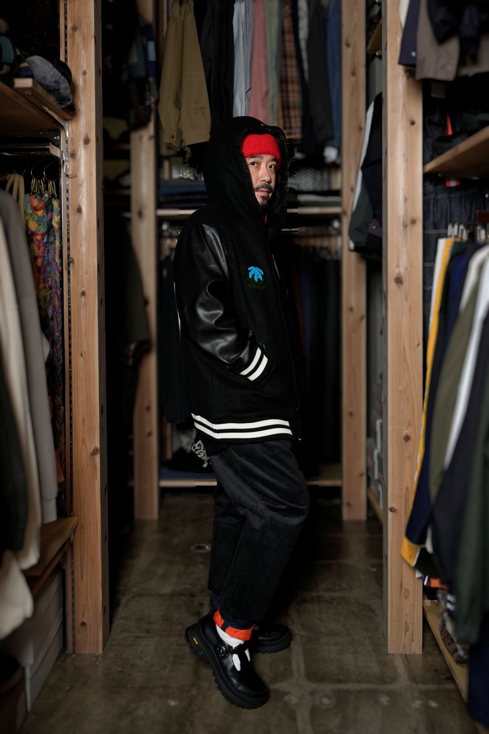 BSD24AW-05_BLACK | Flower Sailor Stadium Jacket | Color:Black【BEDSIDEDRAMA_ベッドサイドドラマ】