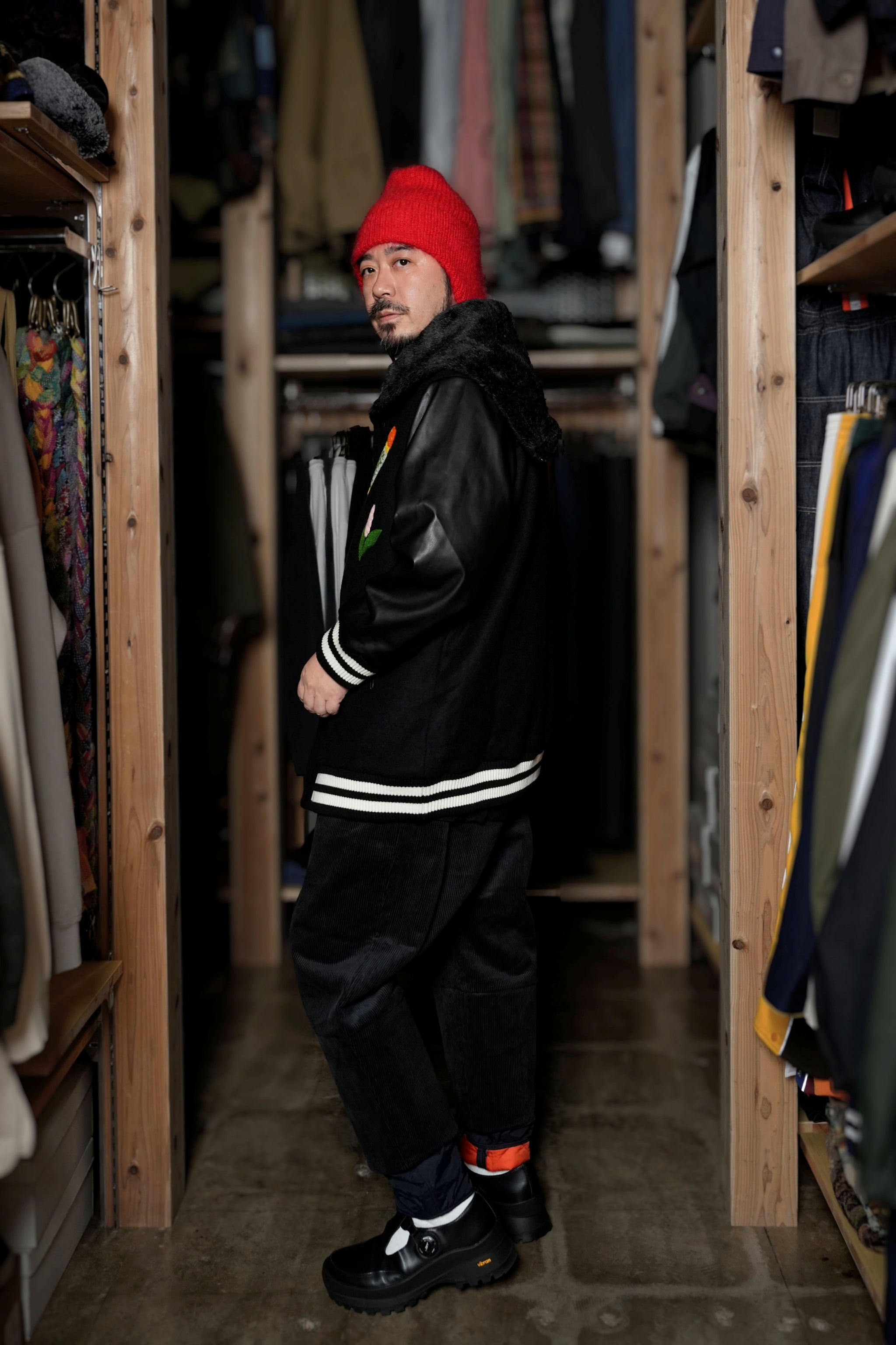 BSD24AW-05_BLACK | Flower Sailor Stadium Jacket | Color:Black【BEDSIDEDRAMA_ベッドサイドドラマ】