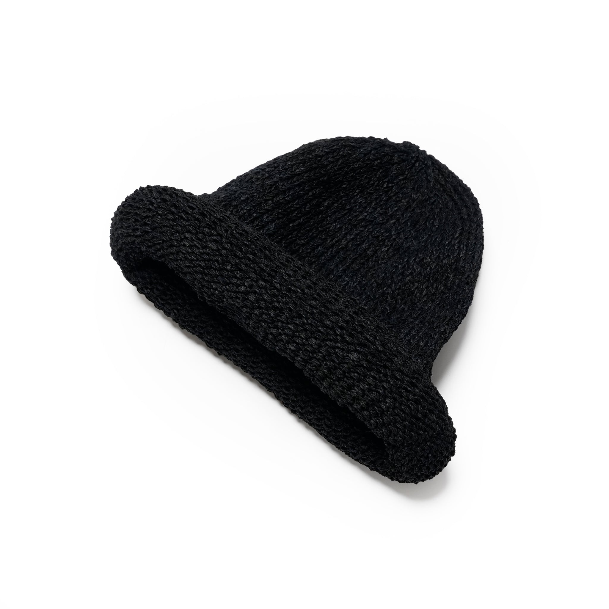 IA-24-097_Black | Roll Knit Cap | Color:Black【INDIETRO ASSOCIATION_インディエトロアソシエーション】【archive】