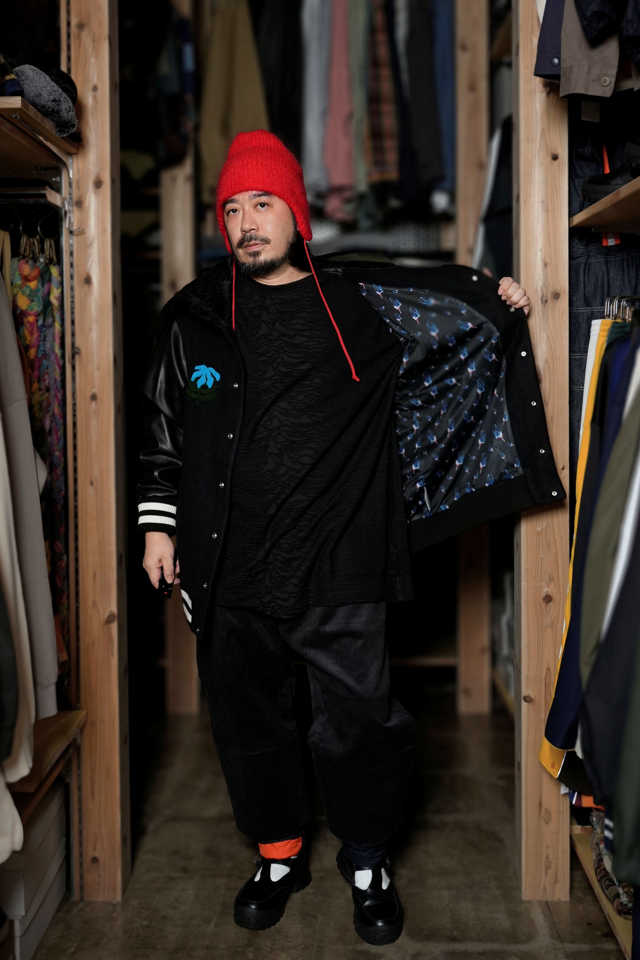 BSD24AW-05_BLACK | Flower Sailor Stadium Jacket | Color:Black【BEDSIDEDRAMA_ベッドサイドドラマ】