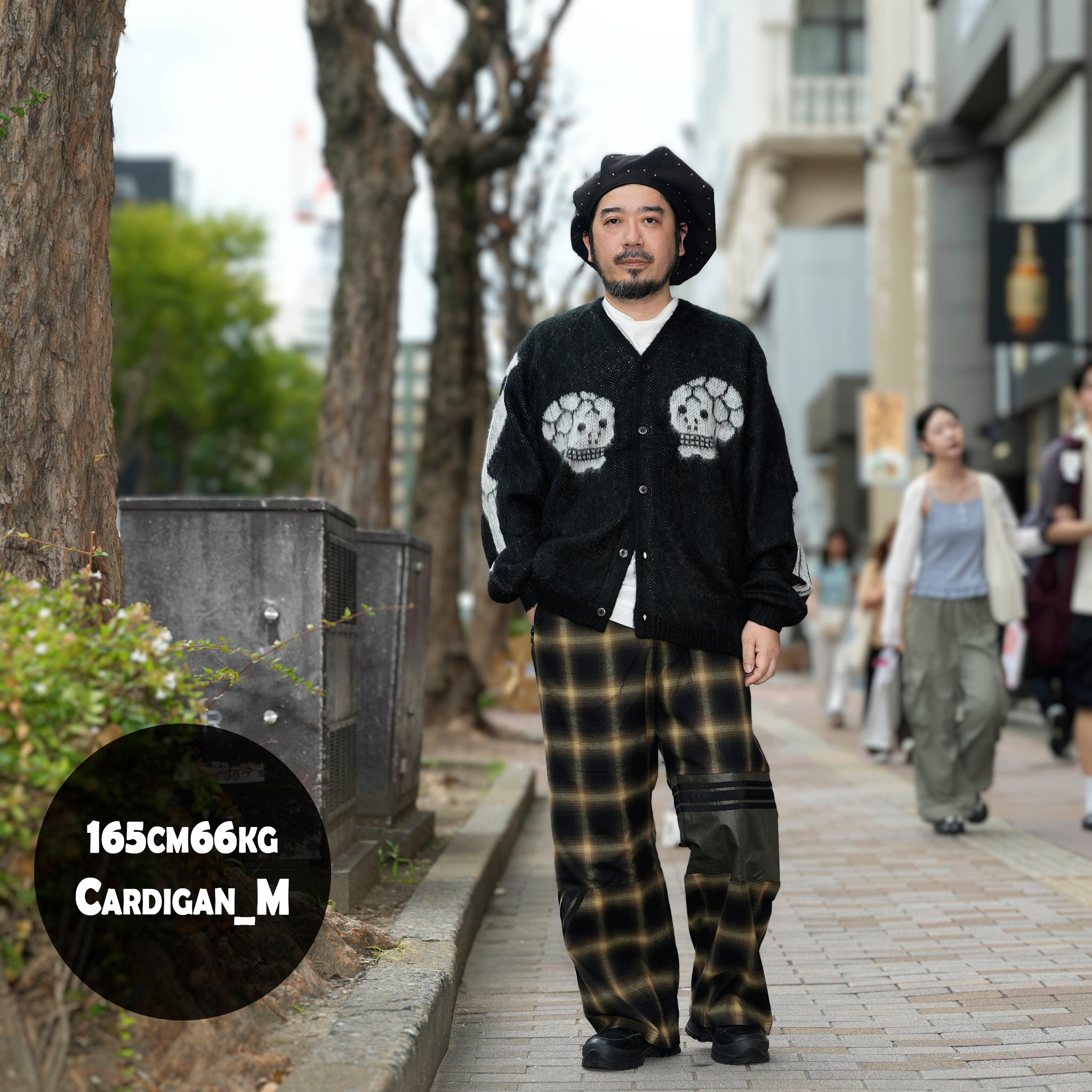 raglan sleeve logo cardigan | Color_Skull | No_tl25f022_skull【THRIFTY LOOK_スリフティールック】