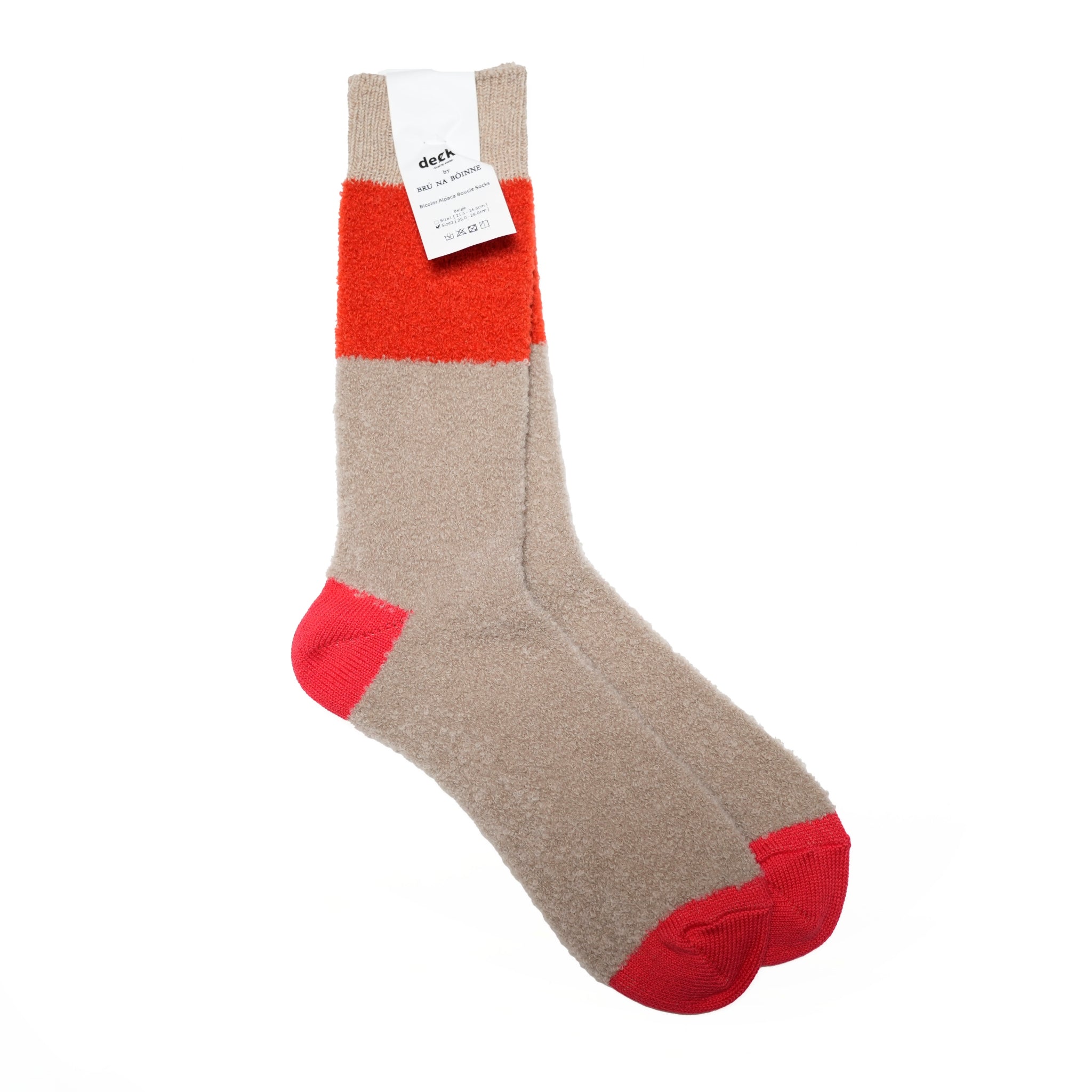 Bicolor Alpaca Boucle Socks – Beige | DECKA QUALITY SOCKS【ネコポス選択可能】