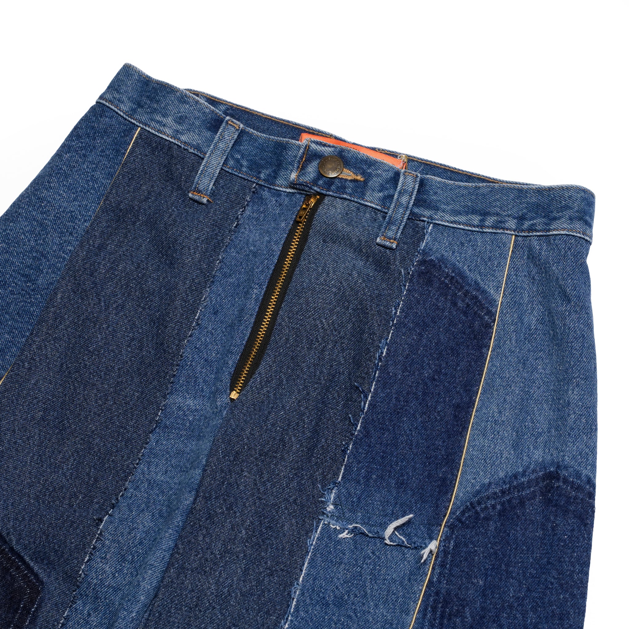 AT-268 | パッチワークデニムパンツ パターンver | Color:A | Size:S【REHERSALL_リハーズオール】