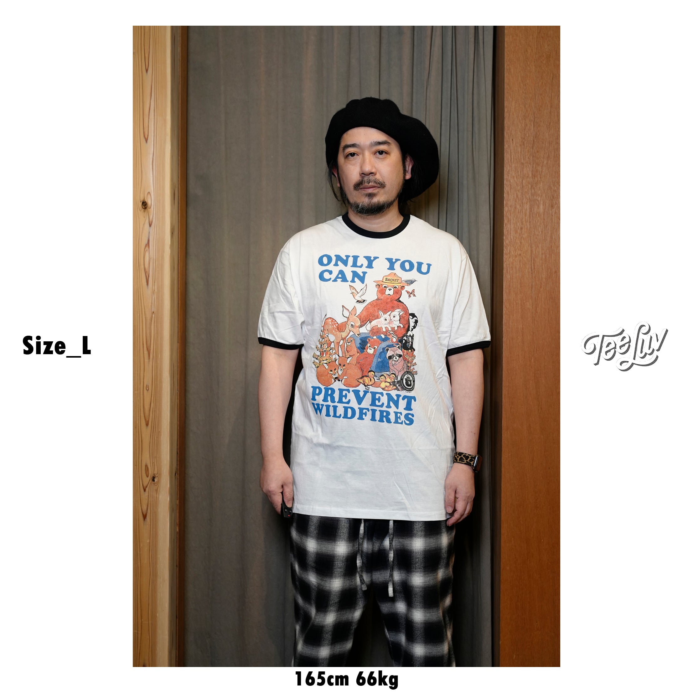 TEE LUV Smokey Bear Only You Can Prevent Wildfires Ringer T-Shirt_White | | Color:White【ネコポス選択可能】