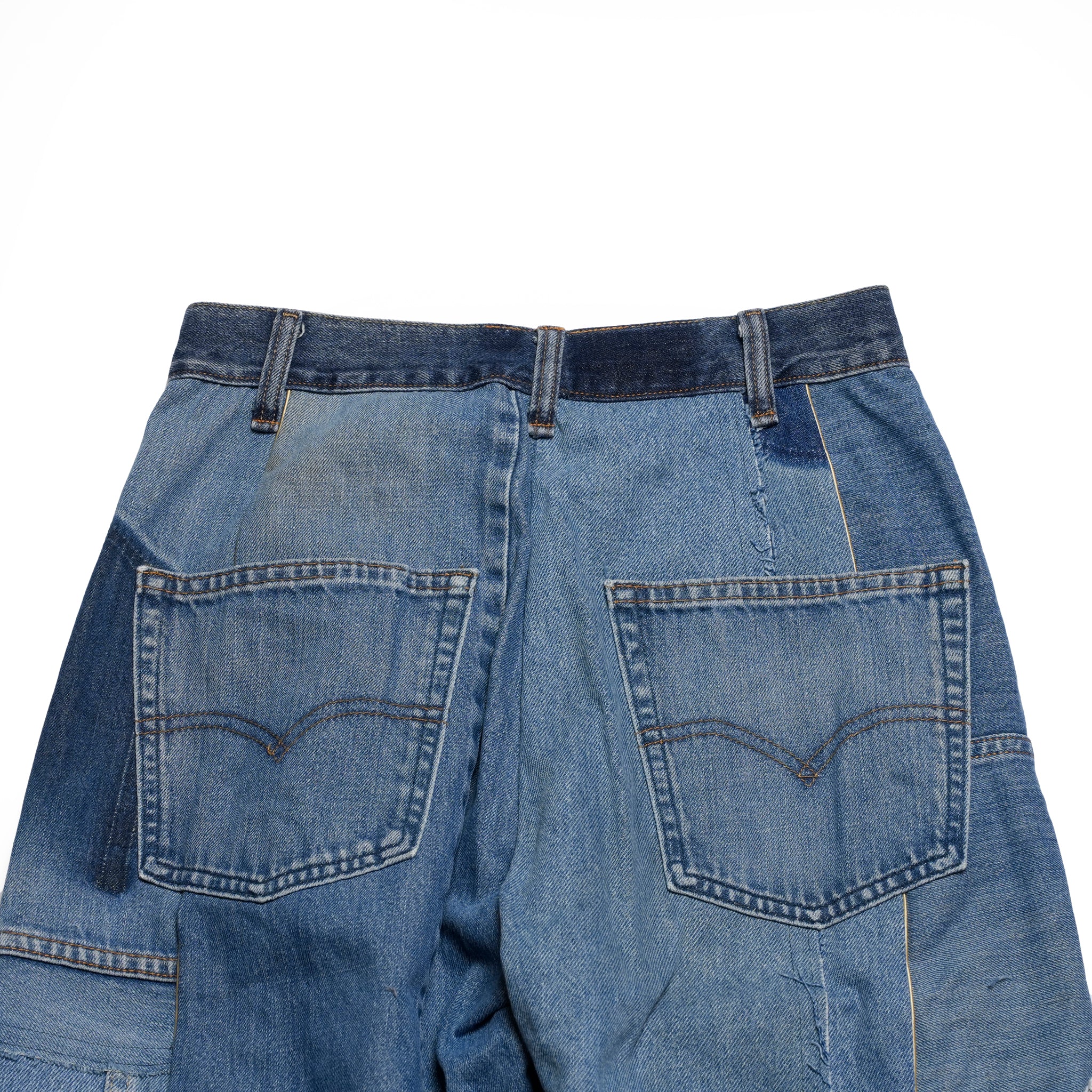 AT-268 | パッチワークデニムパンツ パターンver | Color:C | Size:S【REHERSALL_リハーズオール】