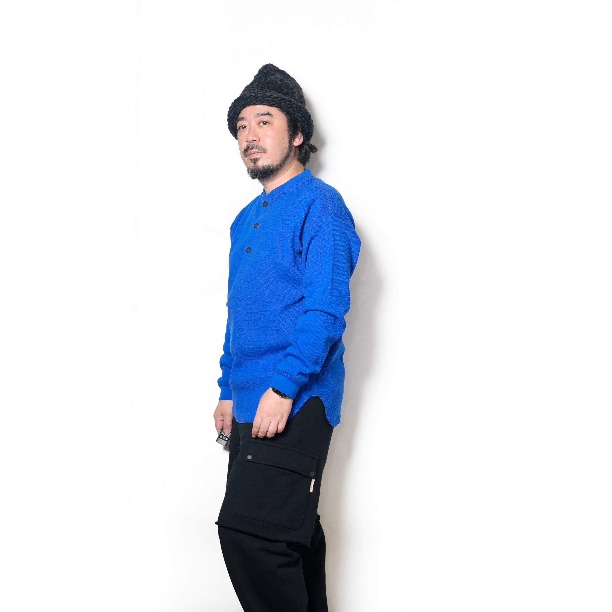 Honeycomb Henley LS Tee | Color_Ecru / Black / Orange / Blue | No_am-2553007【ARMY TWILL_アーミーツイル】