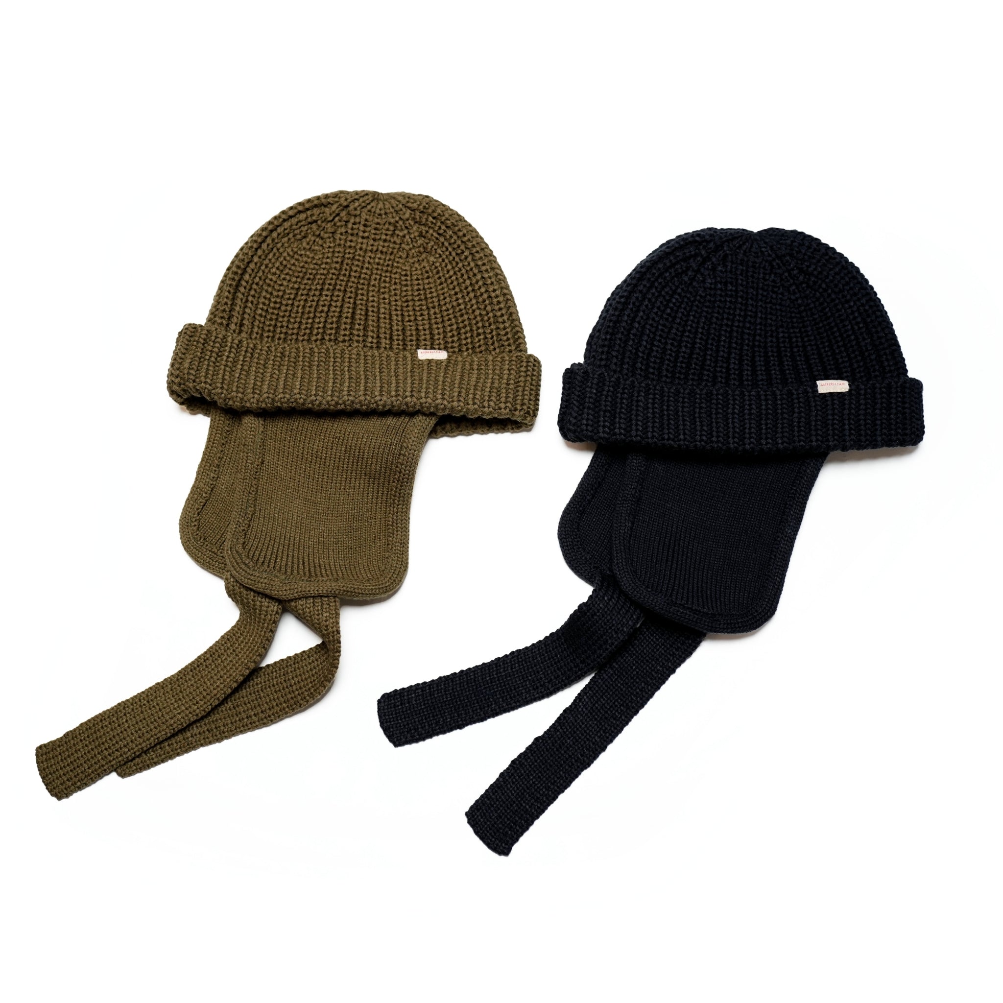 Custom RIB Knit Cap – Black / Olive | Size:Free | AMBERGLEAM
