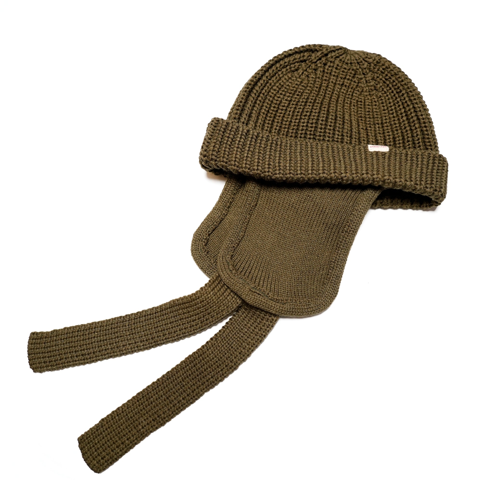 Custom RIB Knit Cap – Black / Olive | Size:Free | AMBERGLEAM