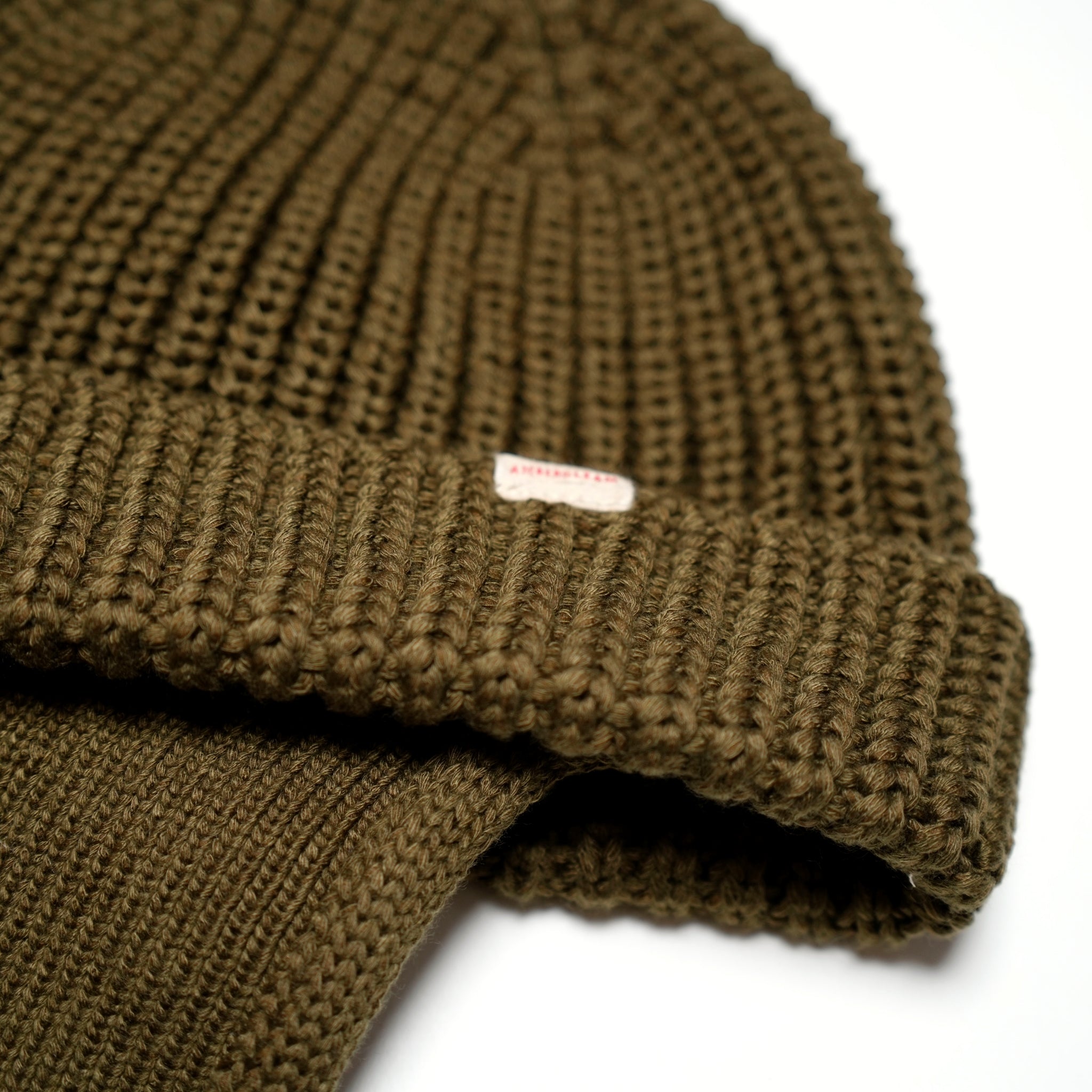 Custom RIB Knit Cap – Black / Olive | Size:Free | AMBERGLEAM