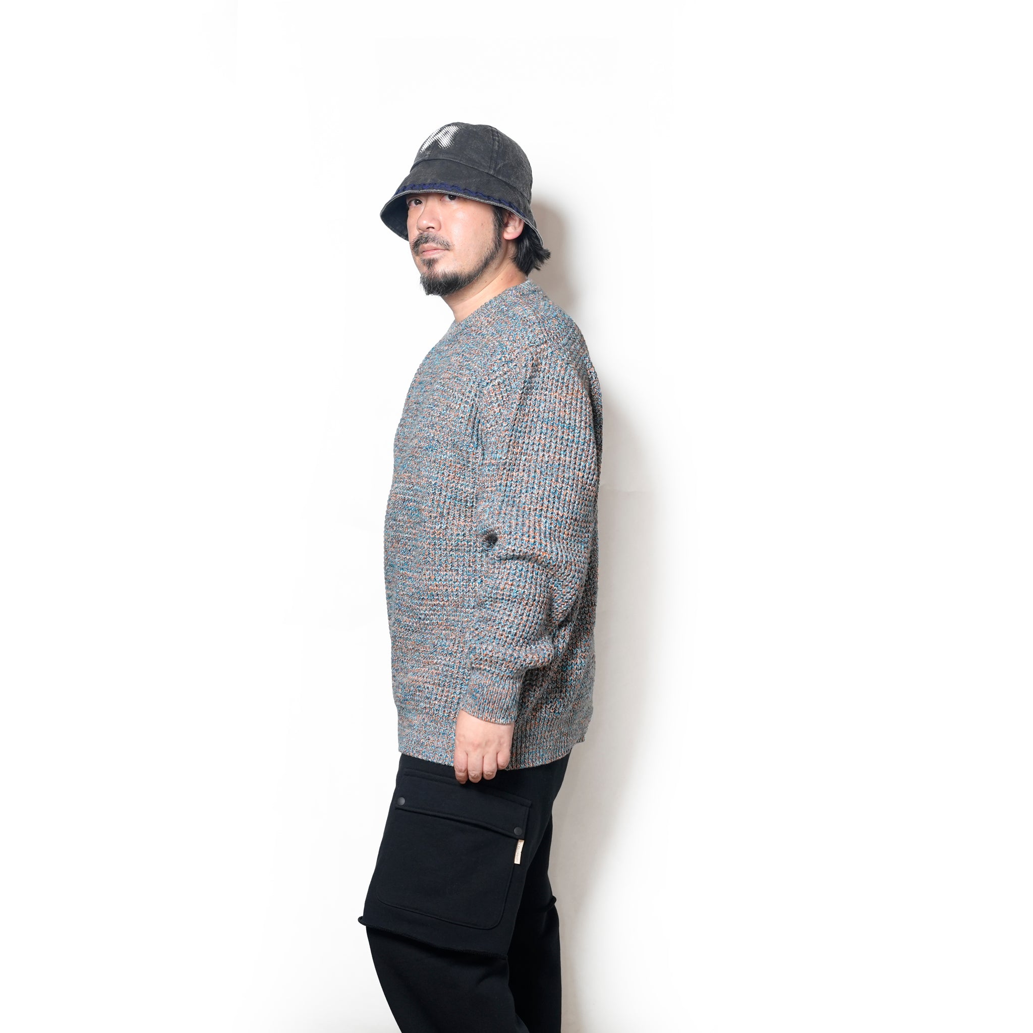 waffle mix crew sweater | Color_Orange | No_sn25f023_orange【SUNNY SPORTS_サニースポーツ】
