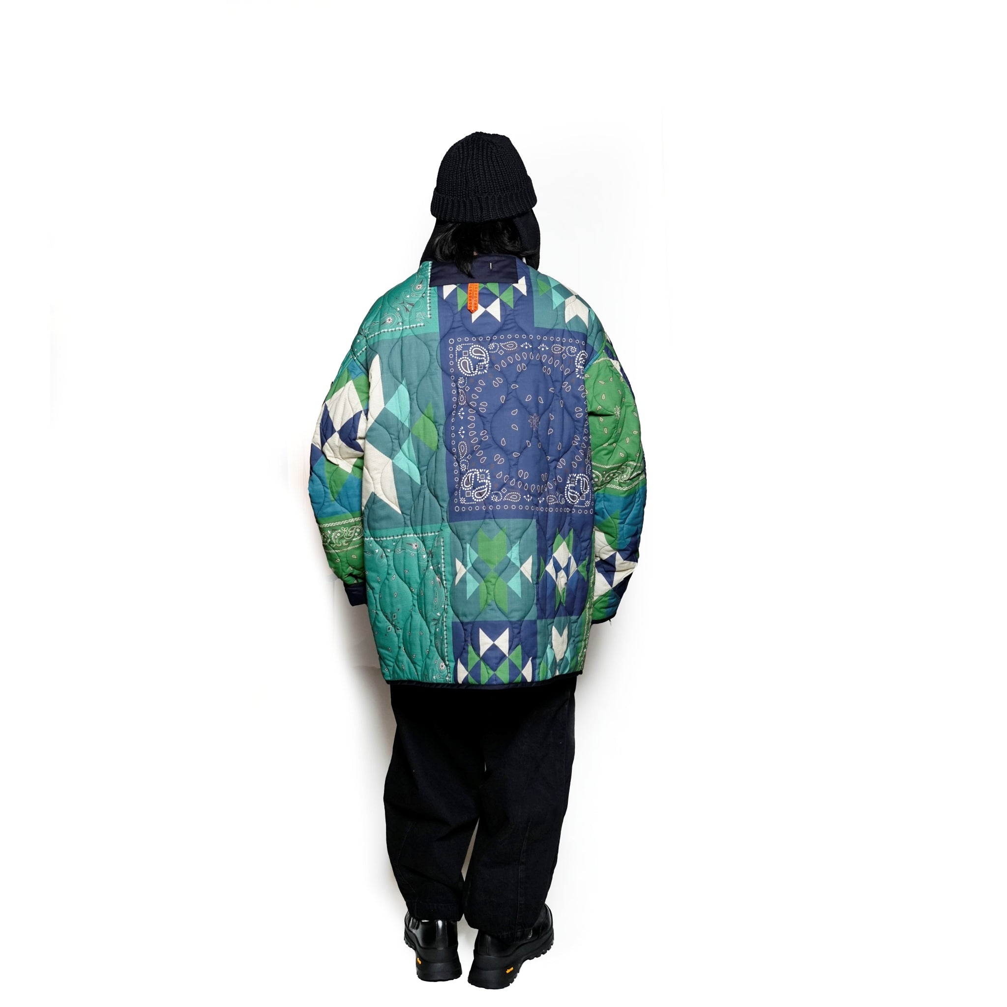 G63101_NV | REVERSIBLE QUILT LONG LINER JACKET-NV【GORT_ゴート】【archive】