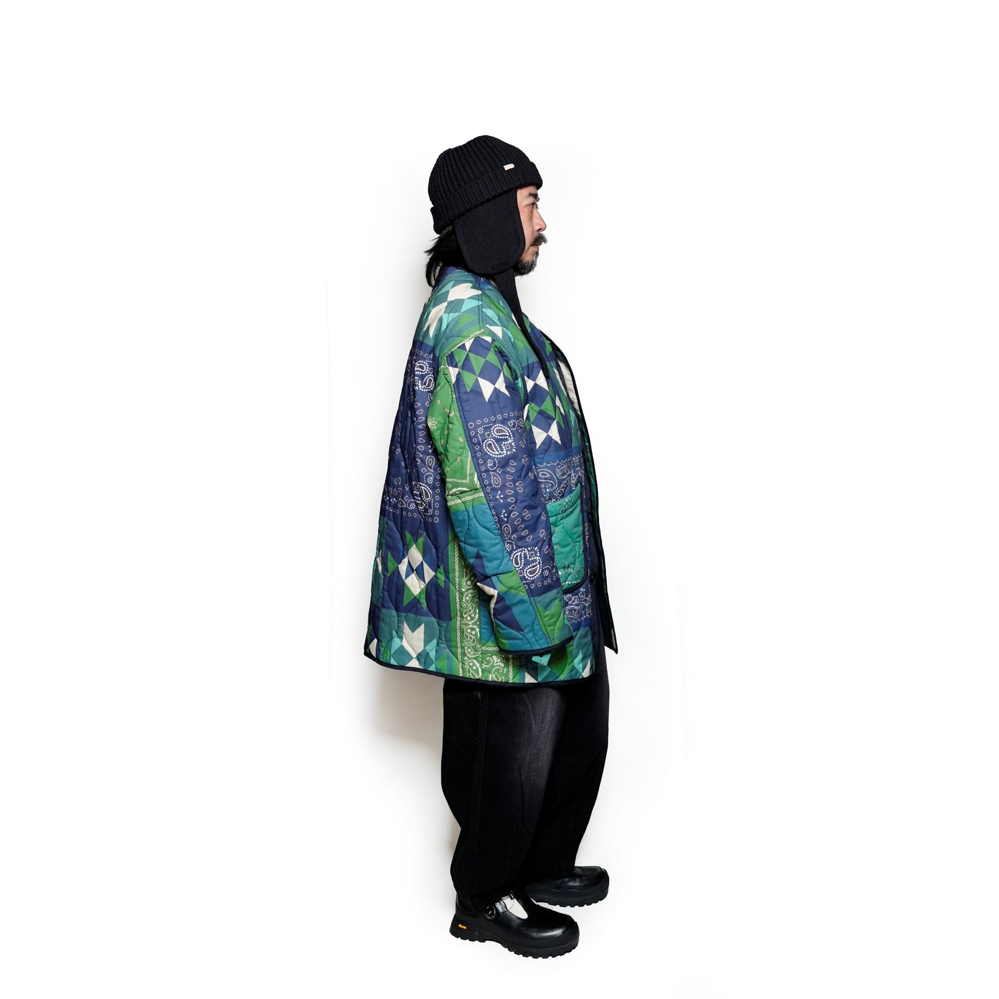 G63101_NV | REVERSIBLE QUILT LONG LINER JACKET-NV【GORT_ゴート】【archive】