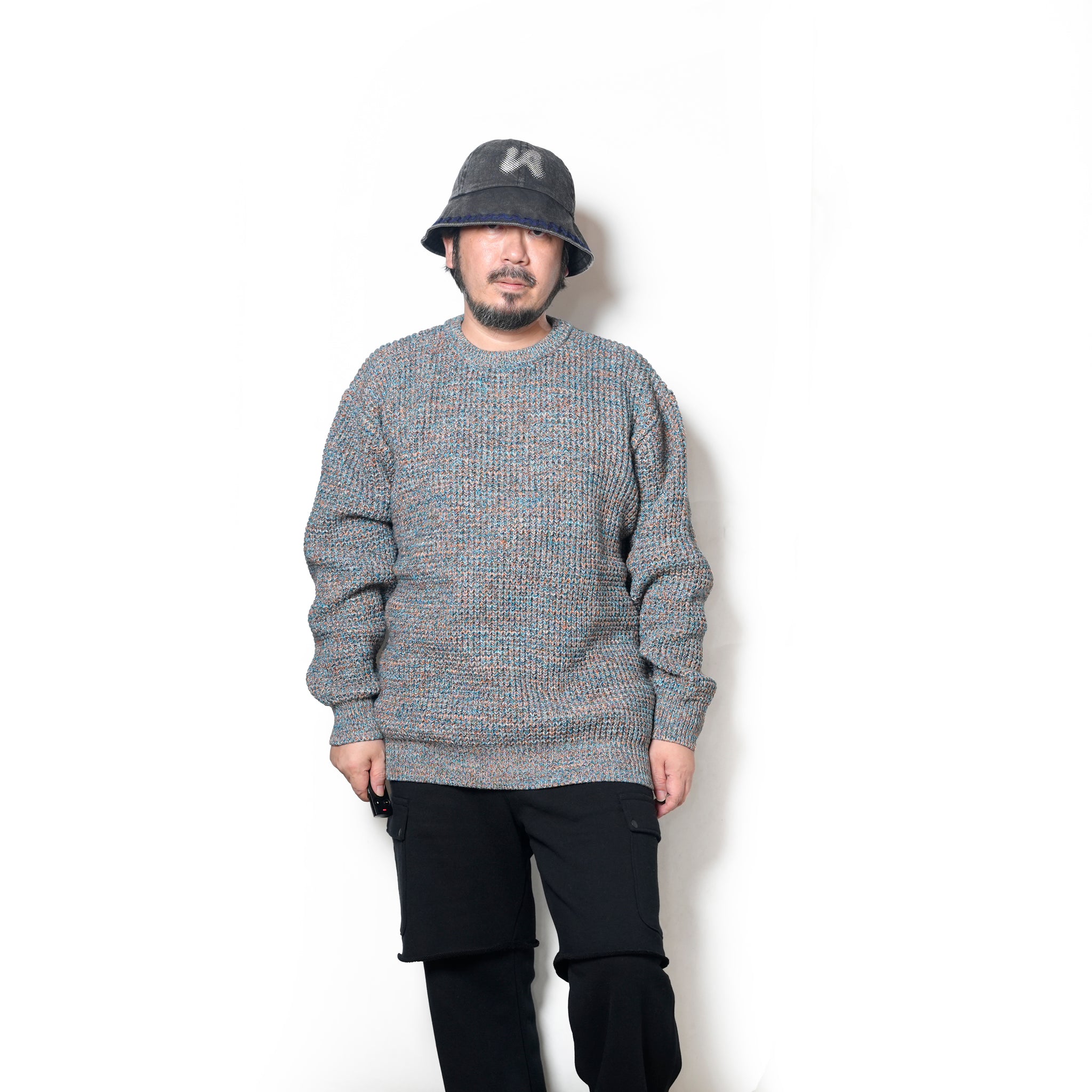 waffle mix crew sweater | Color_Orange | No_sn25f023_orange【SUNNY SPORTS_サニースポーツ】