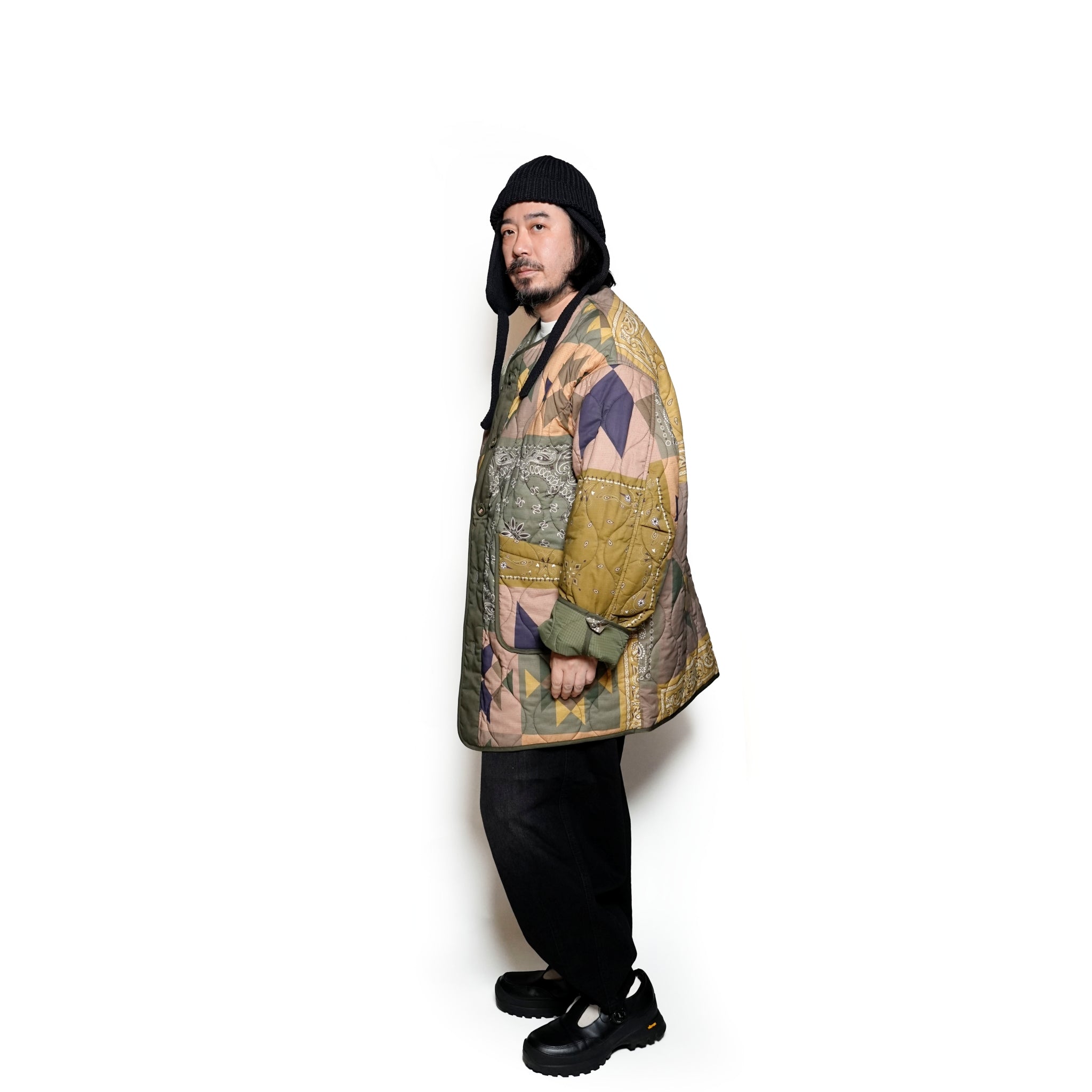 Custom RIB Knit Cap – Black / Olive | Size:Free | AMBERGLEAM