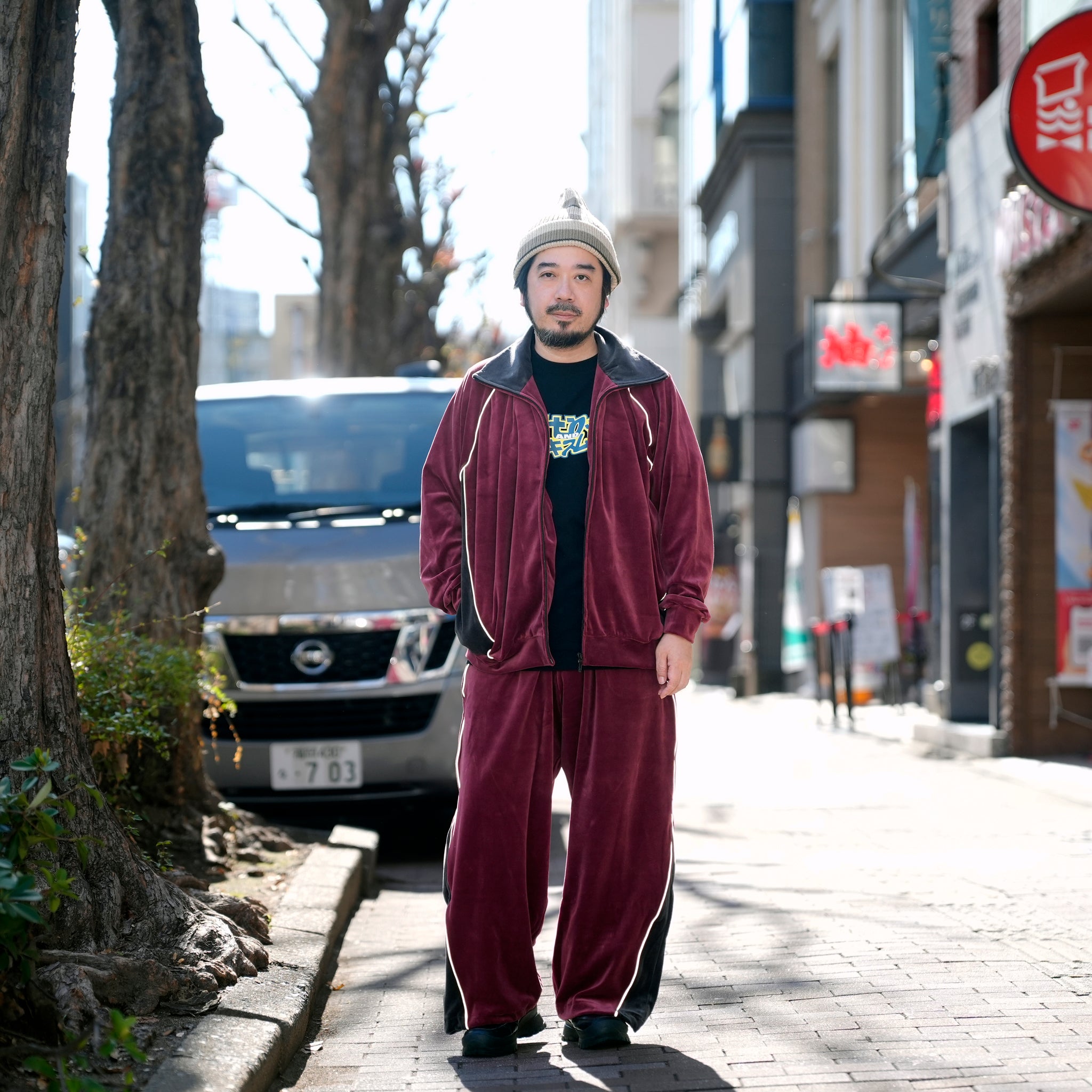 VELOUR TRACK EZ | Color_Wine | No_voo-1243_wine【VOO_ヴォー】