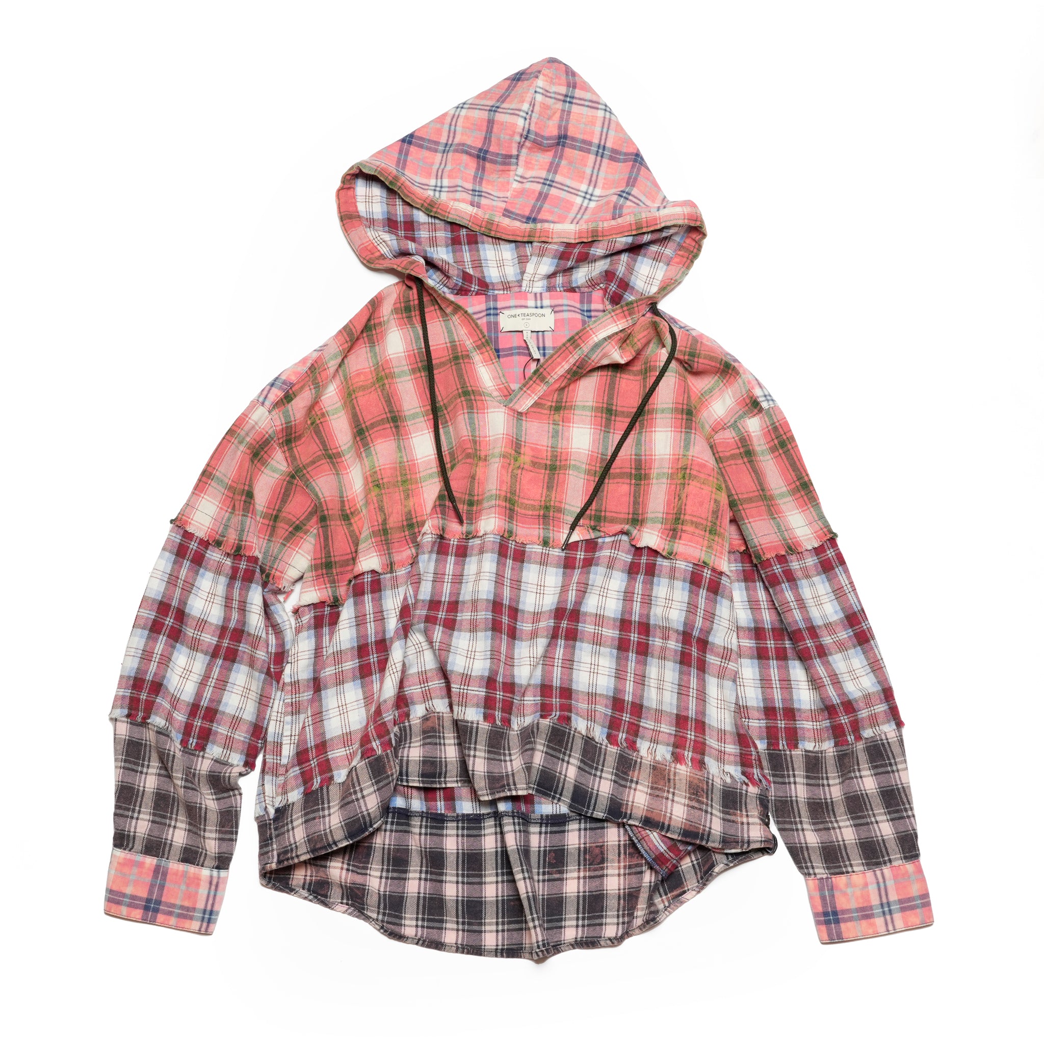 26838D_Multi | ACID WASH FLANNEL HOODED SHIRT | Color:Multi【ONE TEASPOON_ワンティースプーン】