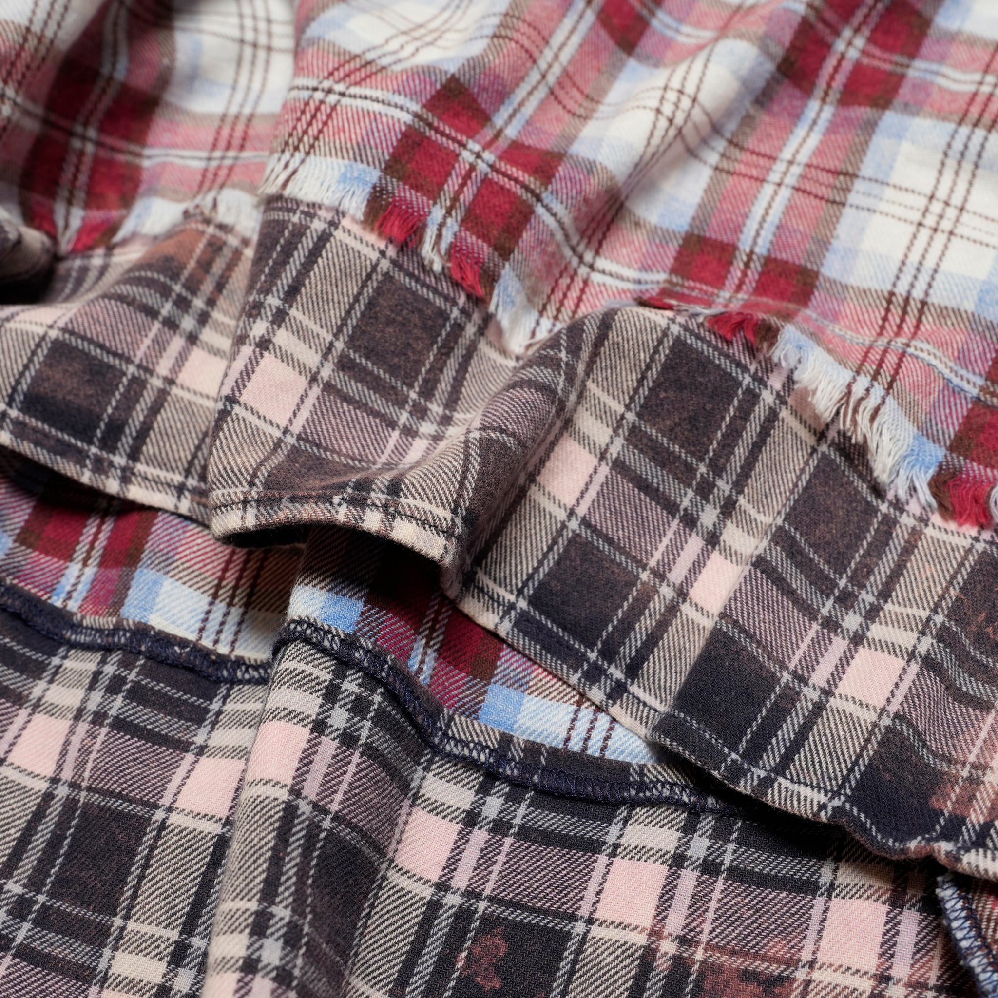 26838D_Multi | ACID WASH FLANNEL HOODED SHIRT | Color:Multi【ONE TEASPOON_ワンティースプーン】