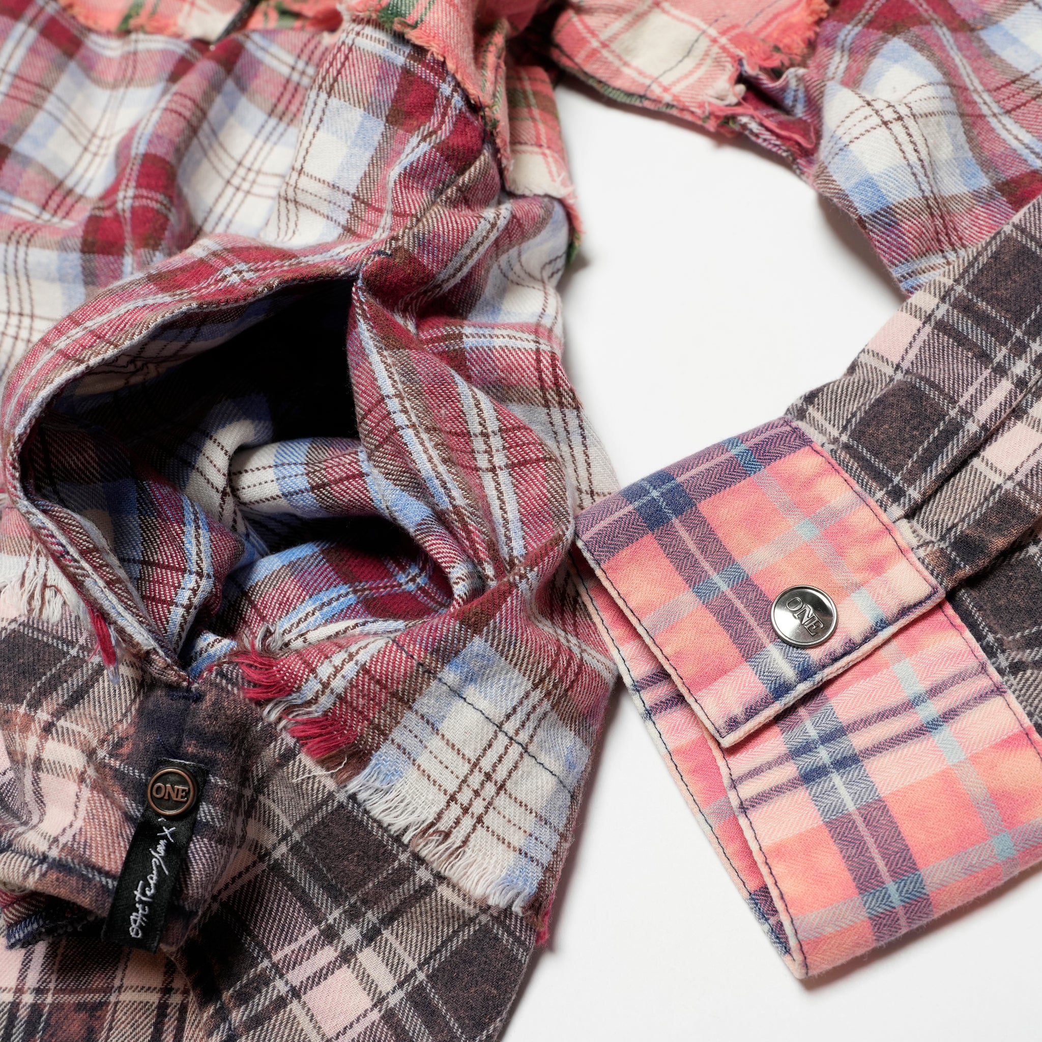 26838D_Multi | ACID WASH FLANNEL HOODED SHIRT | Color:Multi【ONE TEASPOON_ワンティースプーン】