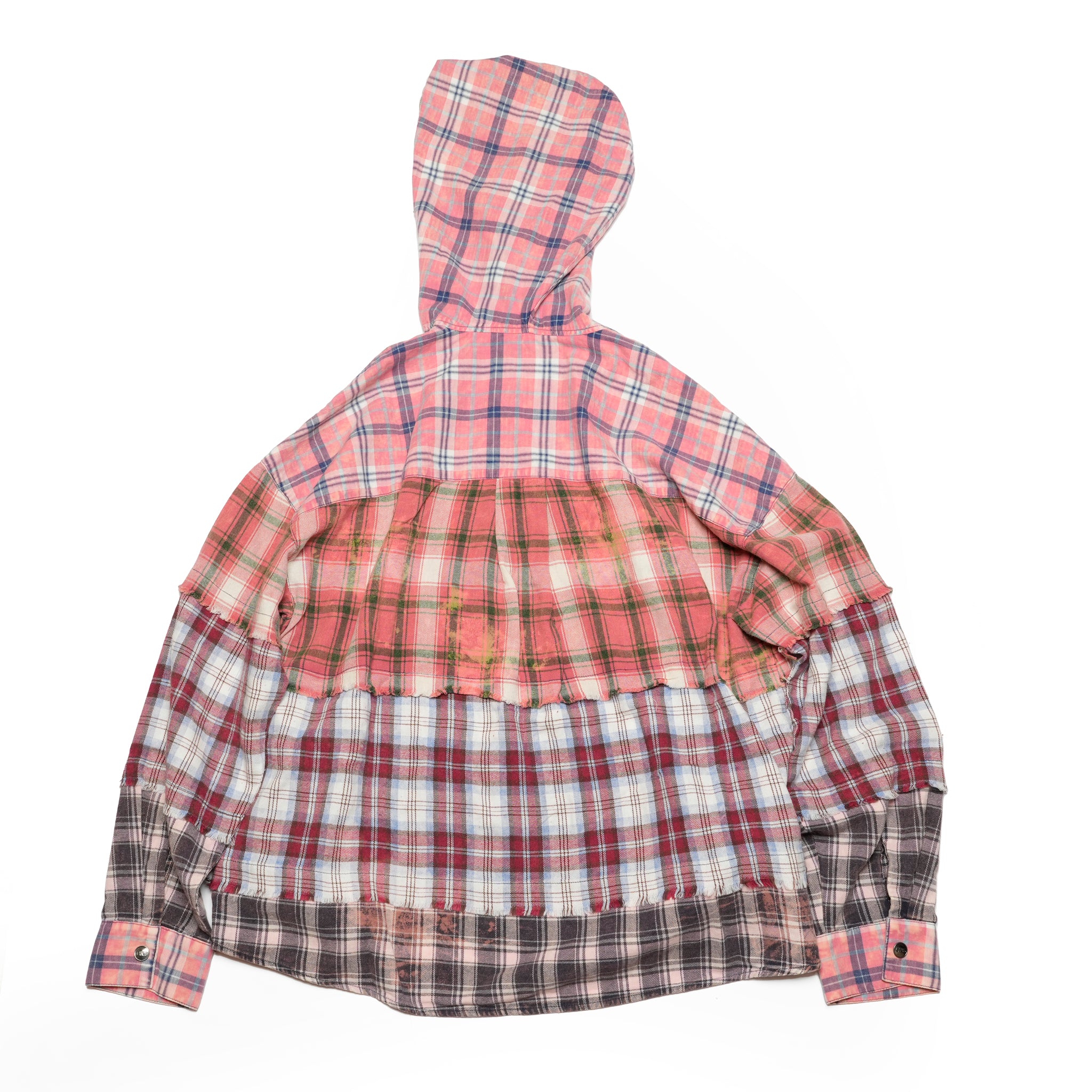 26838D_Multi | ACID WASH FLANNEL HOODED SHIRT | Color:Multi【ONE TEASPOON_ワンティースプーン】