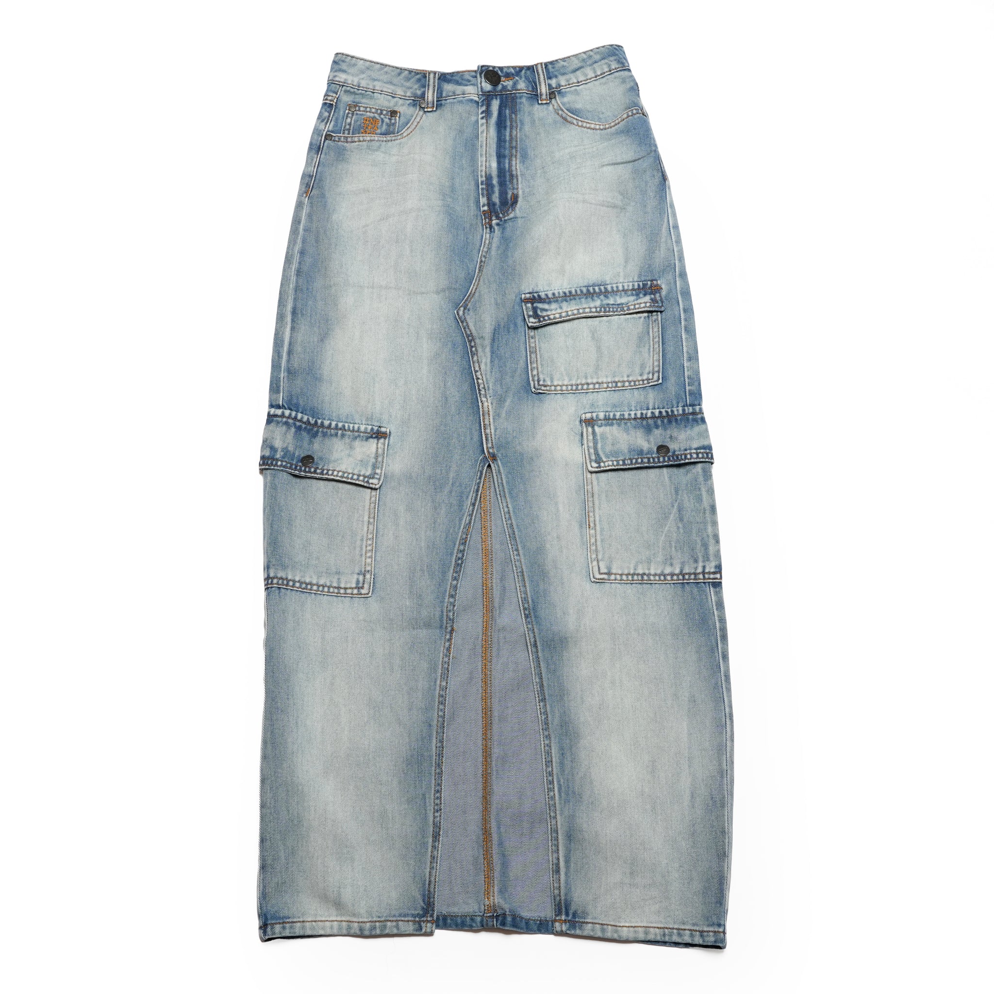 26787_Blue Summer | Epic Cargo Mid Waist Maxi Denim Skirt | Color:Blue Summer【ONE TEASPOON_ワンティースプーン】【archive】