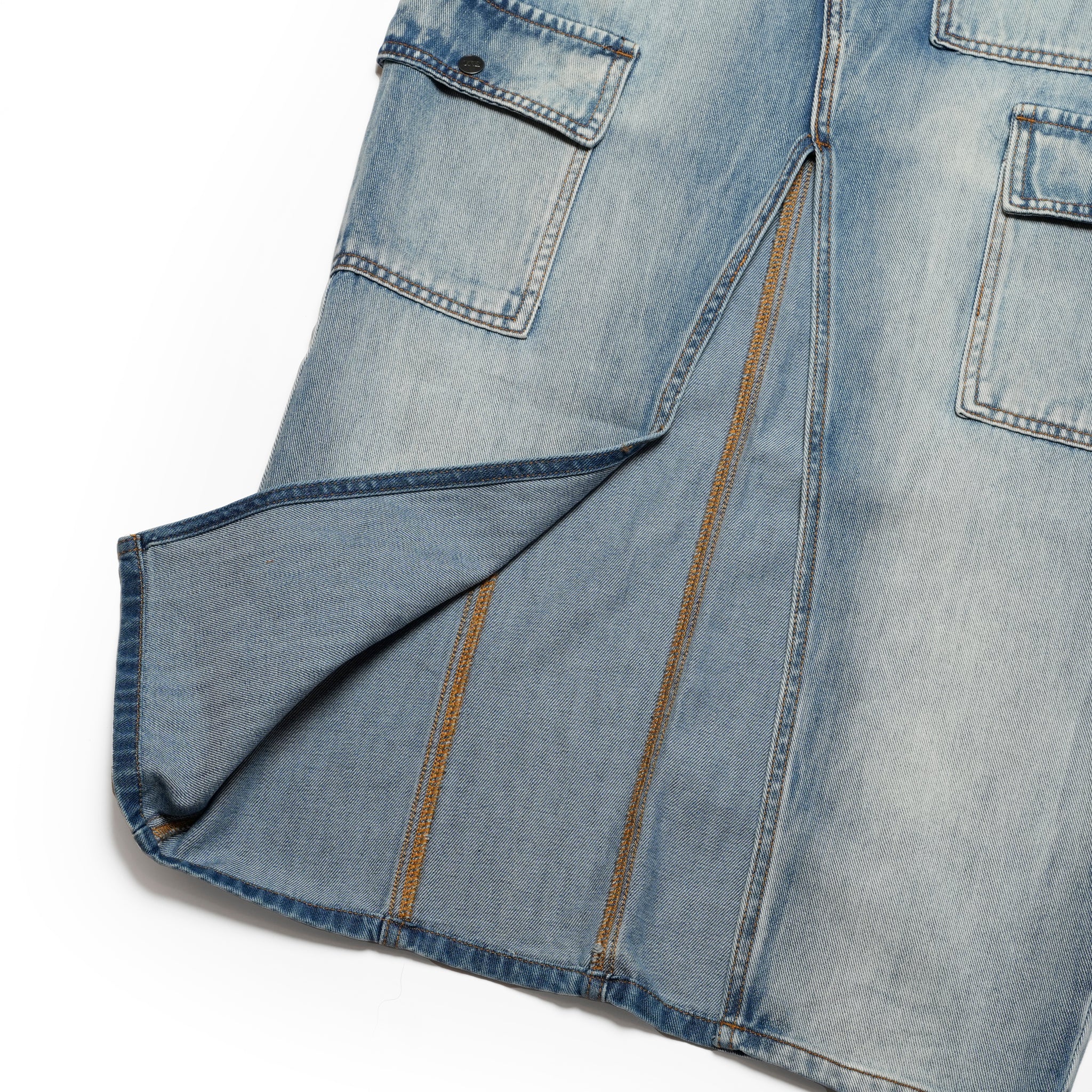 26787_Blue Summer | Epic Cargo Mid Waist Maxi Denim Skirt | Color:Blue Summer【ONE TEASPOON_ワンティースプーン】